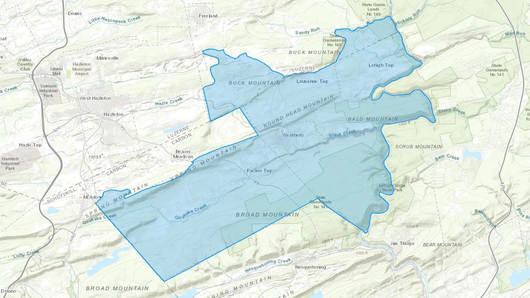 Weatherly, PA Cash heating Oil delivery map Map of the COD Fuel Oil delivery service area for Weatherly, PA