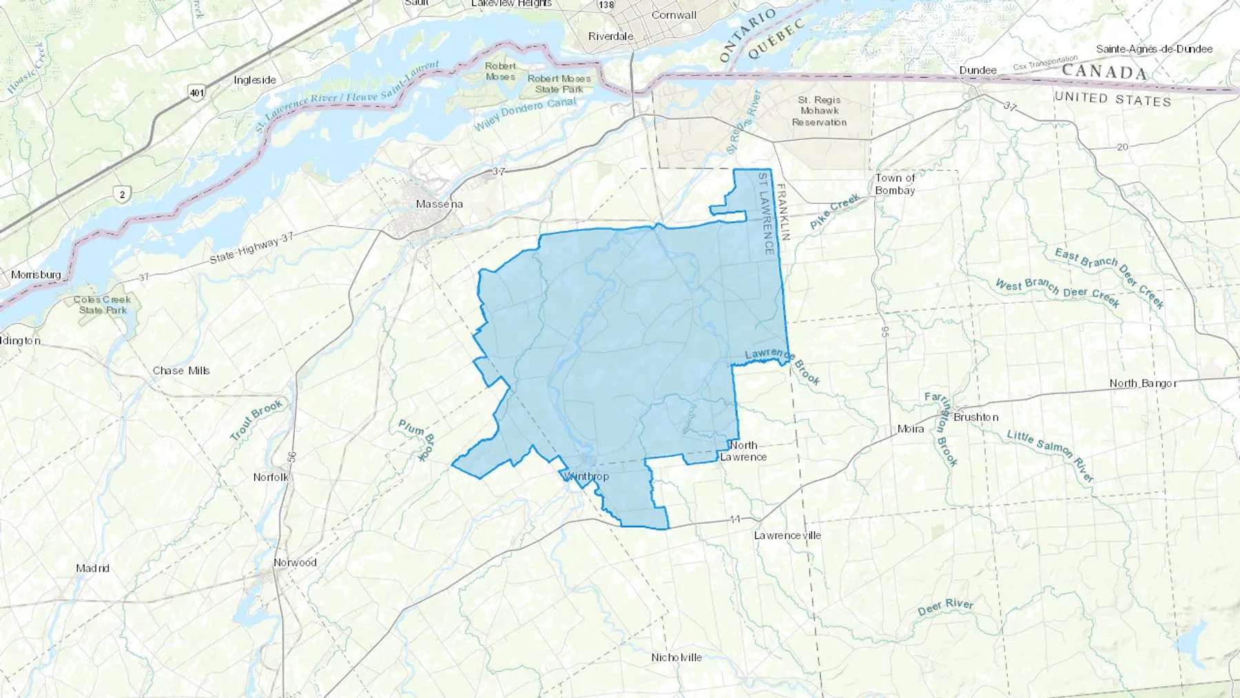 Brasher Falls, NY Cash heating Oil delivery map Map of the COD Fuel Oil delivery service area for Brasher Falls, NY