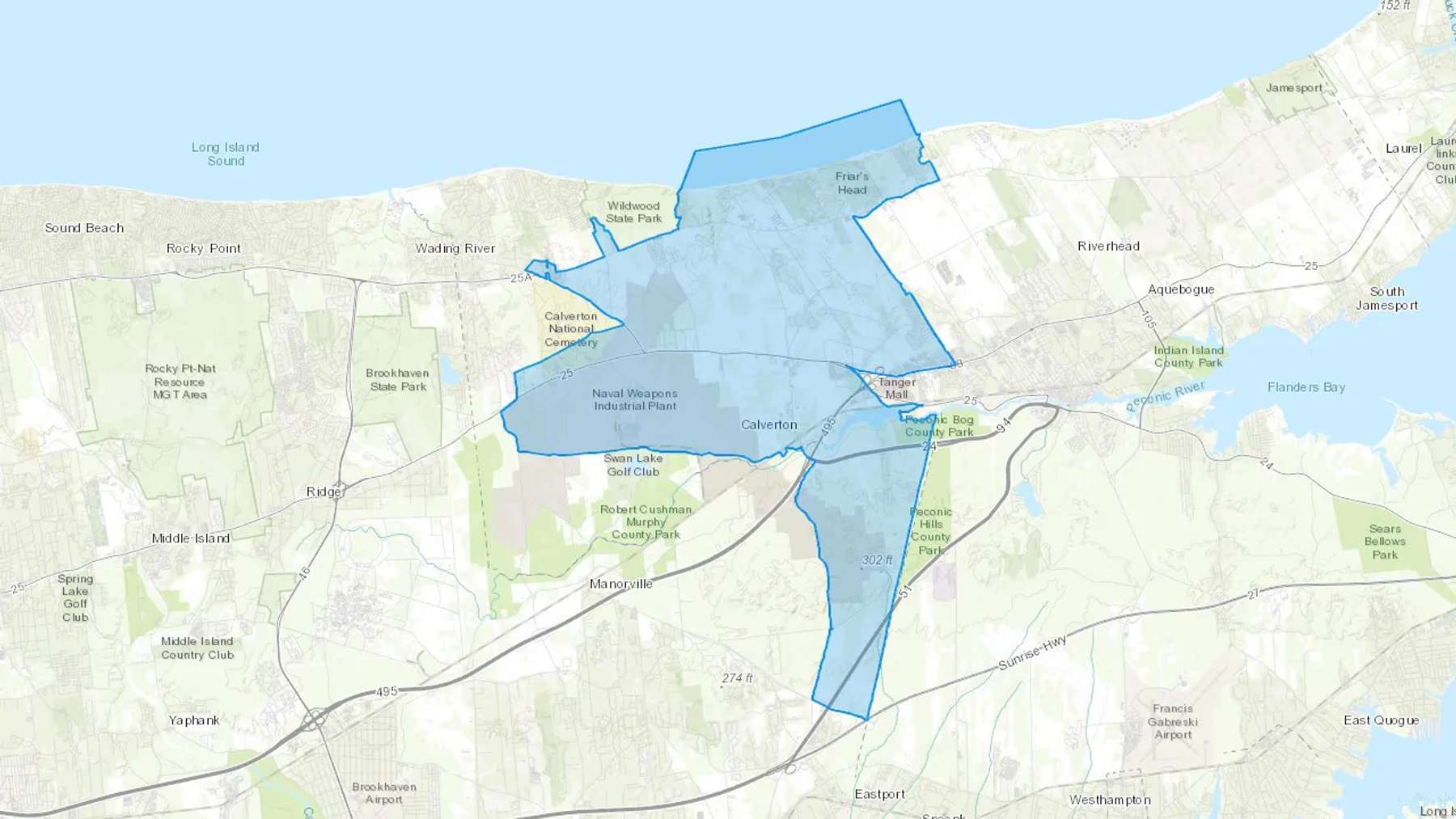 Calverton, NY Cash heating Oil delivery map Map of the COD Fuel Oil delivery service area for Calverton, NY