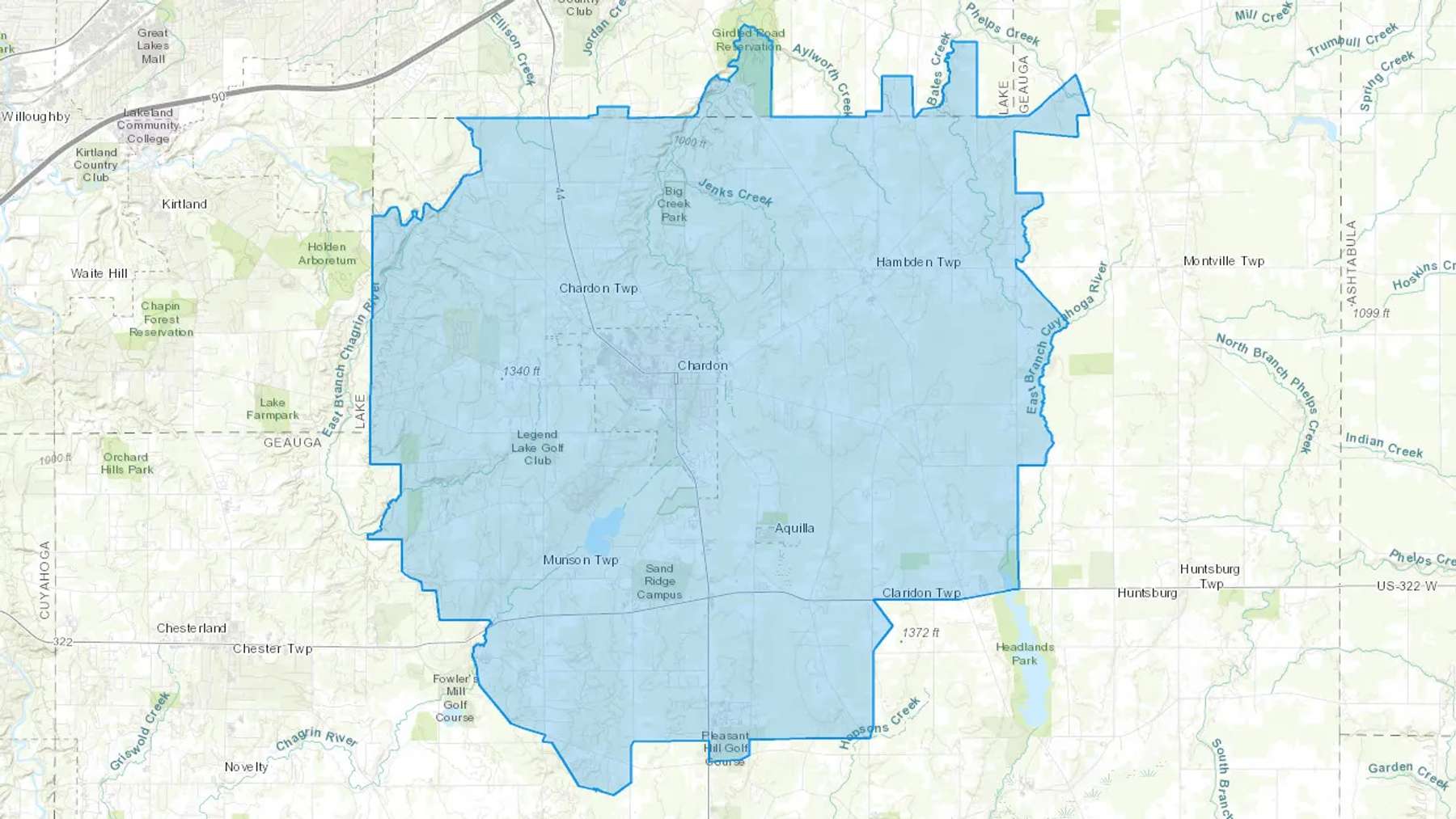 East Claridon, OH Cash heating Oil delivery map Map of the COD Fuel Oil delivery service area for East Claridon, OH