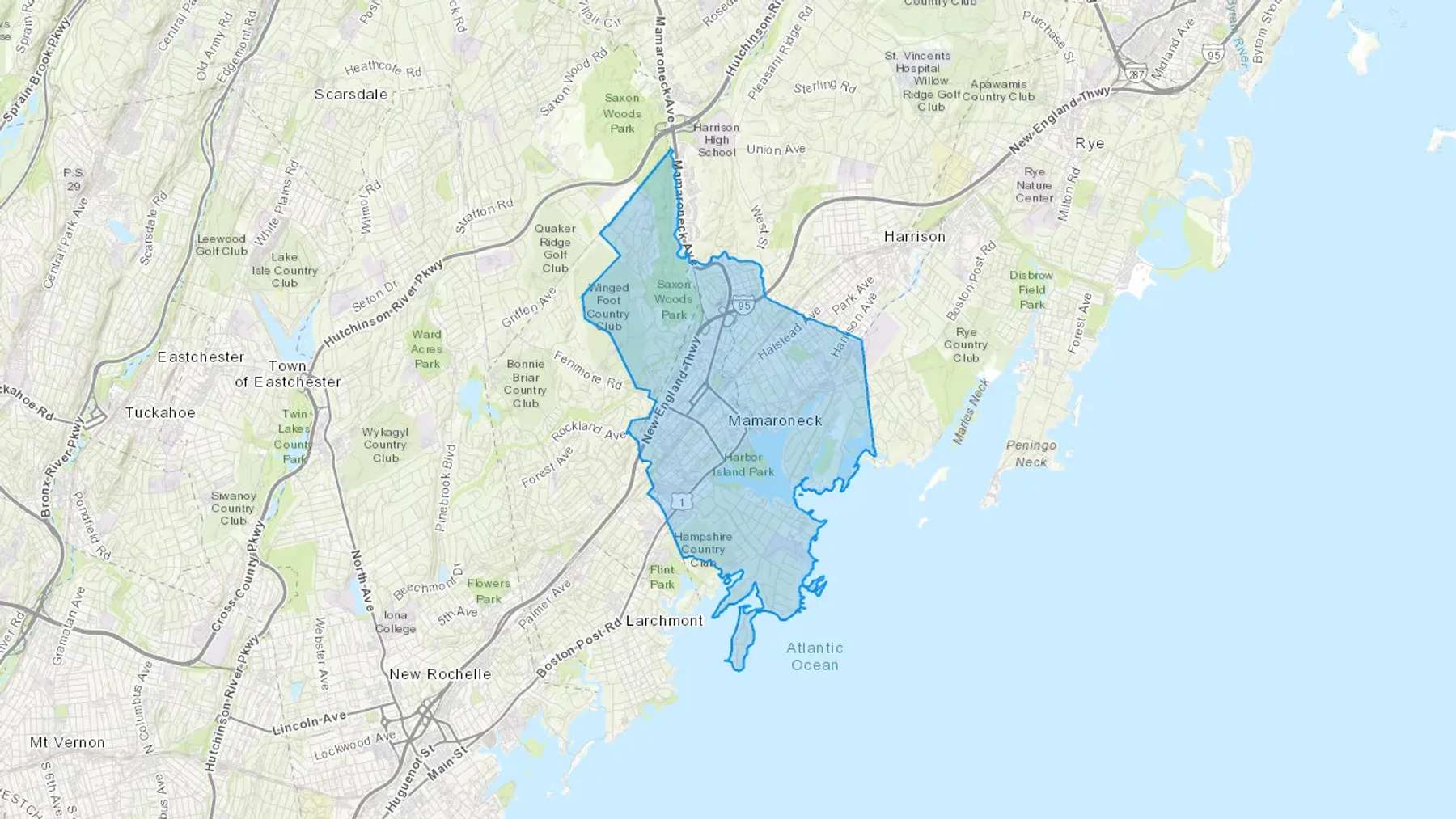 Mamaroneck, NY Cash heating Oil delivery map Map of the COD Fuel Oil delivery service area for Mamaroneck, NY