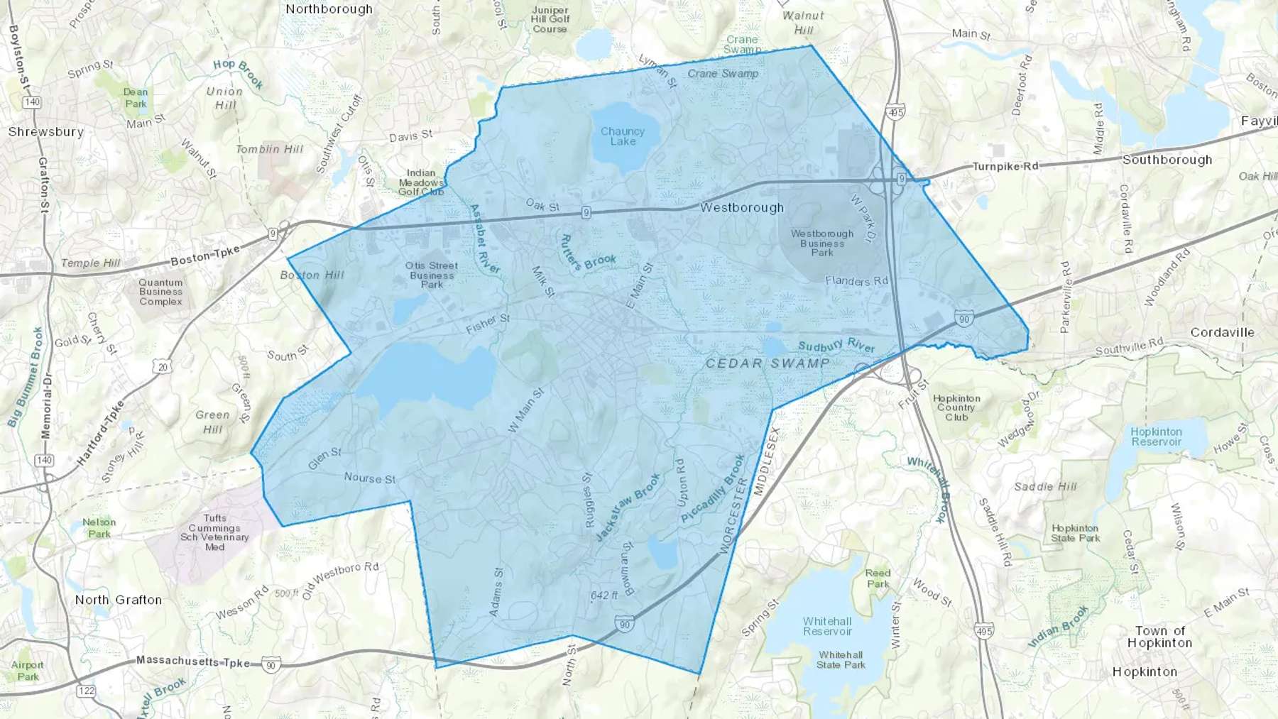 Westborough, MA Cash heating Oil delivery map Map of the COD Fuel Oil delivery service area for Westborough, MA