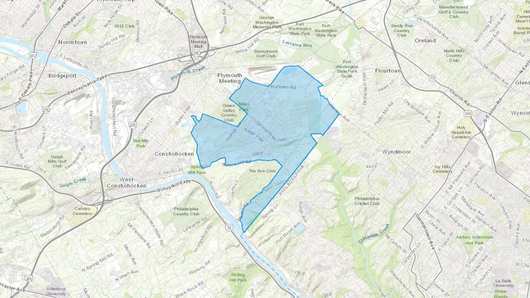 Lafayette Hill, PA Cash heating Oil delivery map Map of the COD Fuel Oil delivery service area for Lafayette Hill, PA