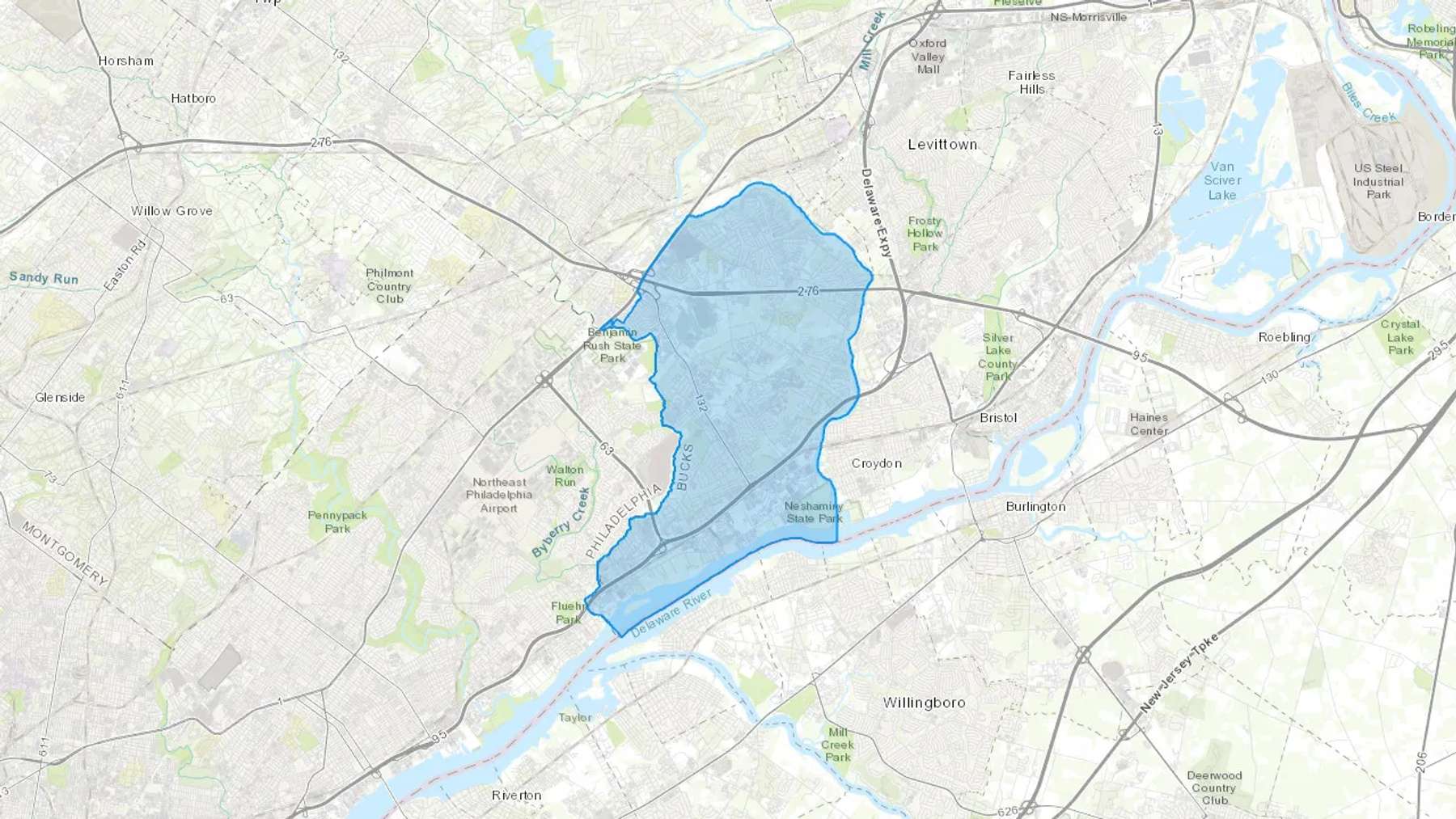 Bensalem, PA Cash heating Oil delivery map Map of the COD Fuel Oil delivery service area for Bensalem, PA
