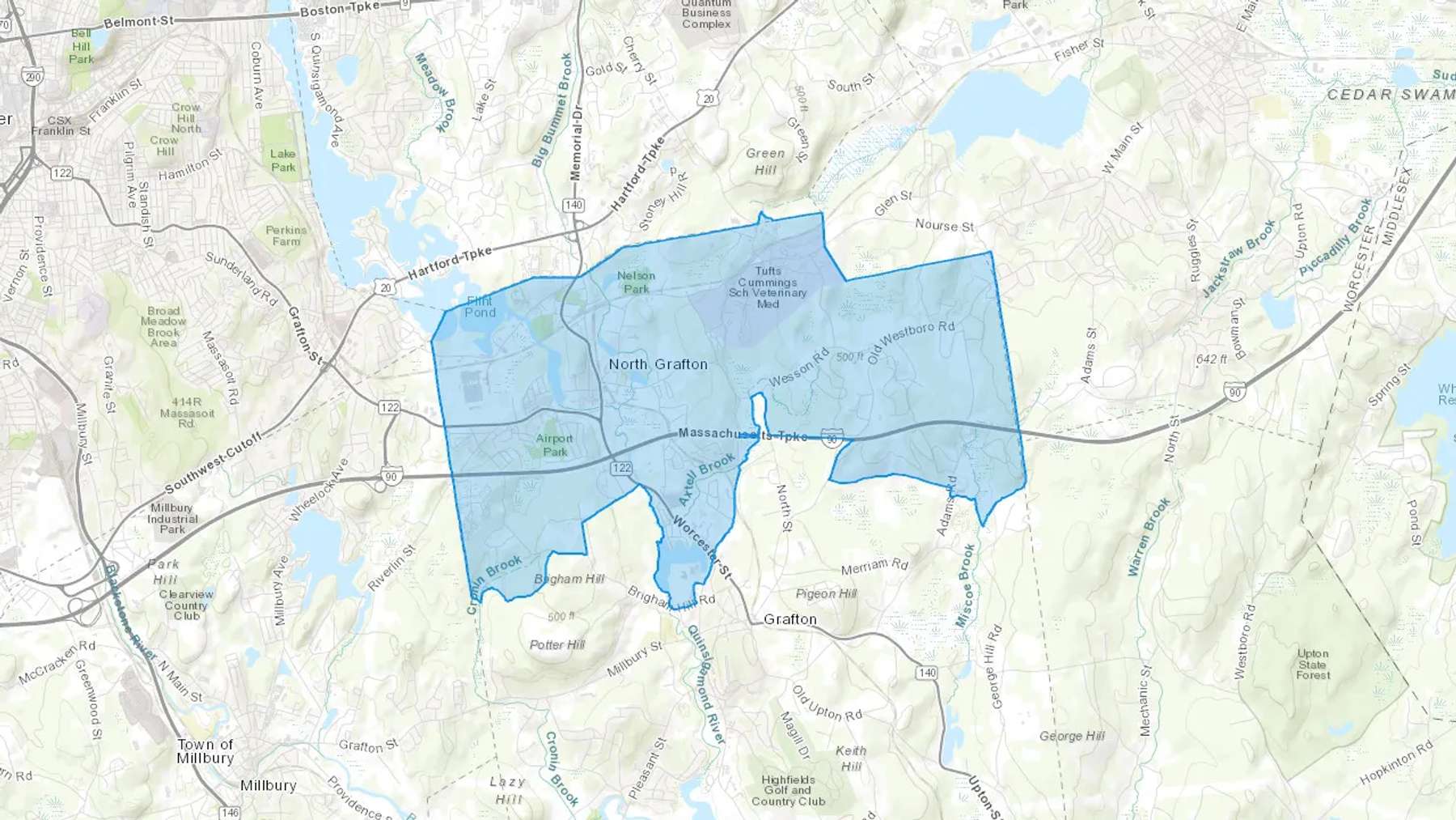 North Grafton, MA Cash heating Oil delivery map Map of the COD Fuel Oil delivery service area for North Grafton, MA