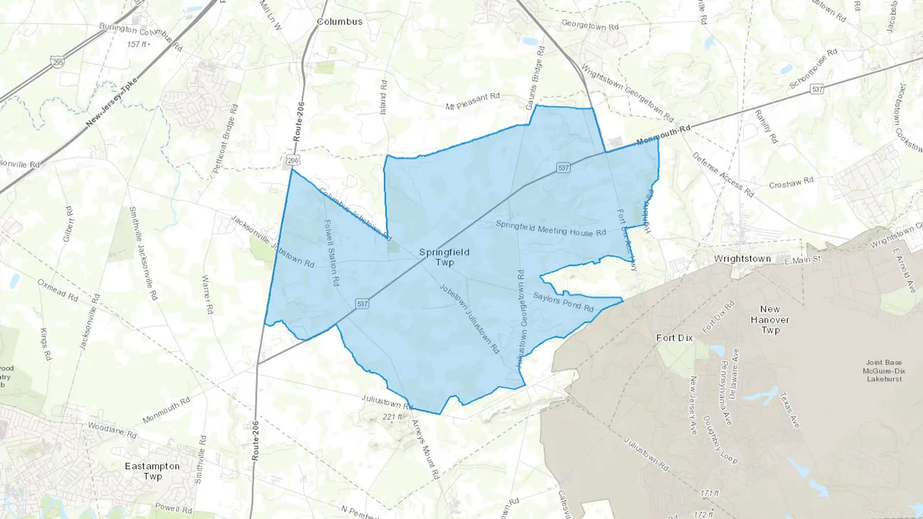 Jobstown, NJ Cash heating Oil delivery map Map of the COD Fuel Oil delivery service area for Jobstown, NJ