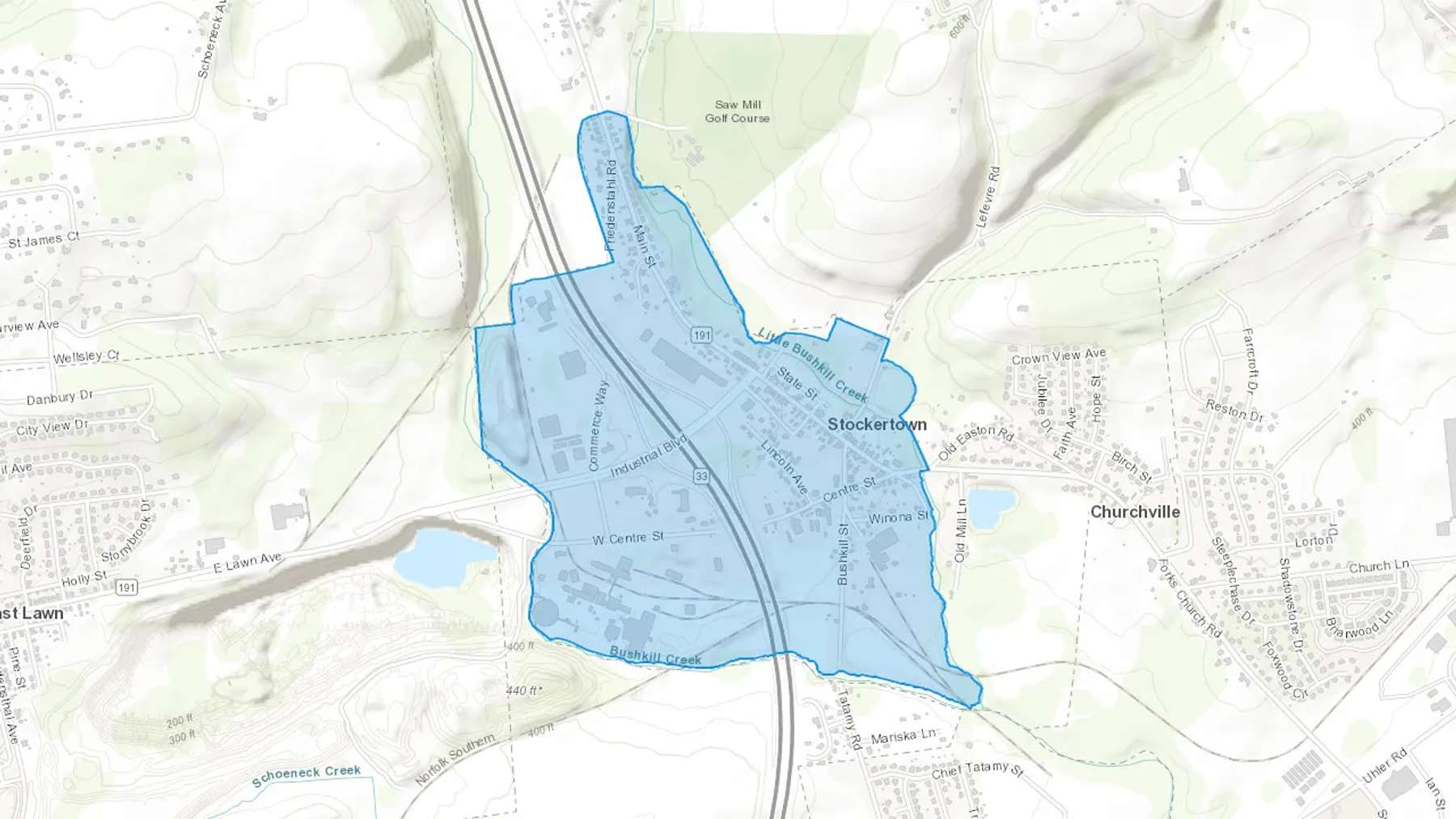 Stockertown, PA Cash heating Oil delivery map Map of the COD Fuel Oil delivery service area for Stockertown, PA