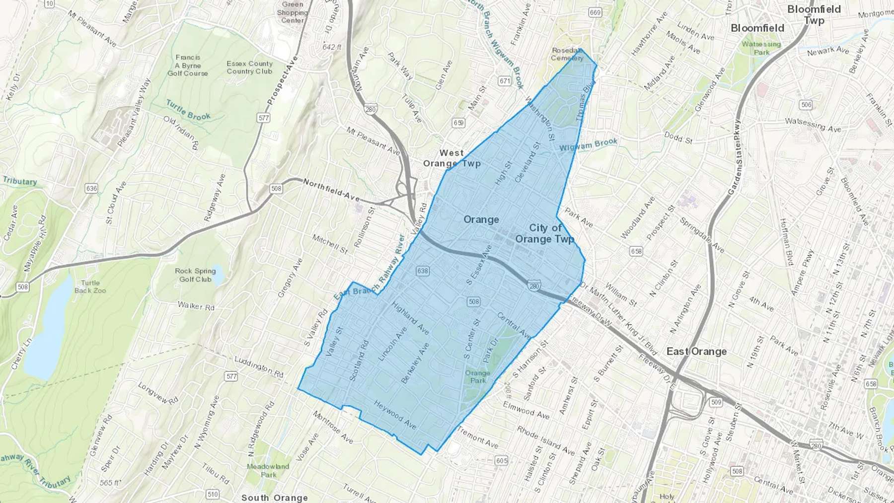 Orange, NJ Cash heating Oil delivery map Map of the COD Fuel Oil delivery service area for Orange, NJ