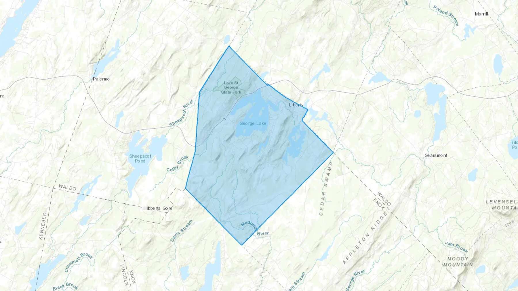 Liberty, ME Cash heating Oil delivery map Map of the COD Fuel Oil delivery service area for Liberty, ME