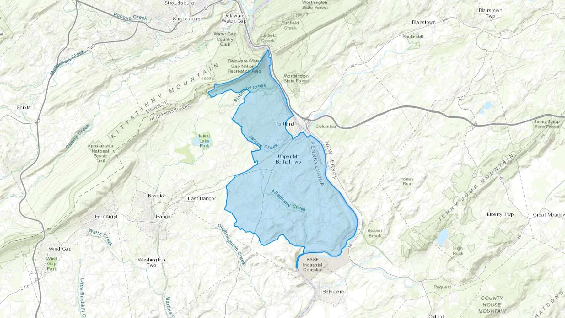 Mount Bethel, PA Cash heating Oil delivery map Map of the COD Fuel Oil delivery service area for Mount Bethel, PA