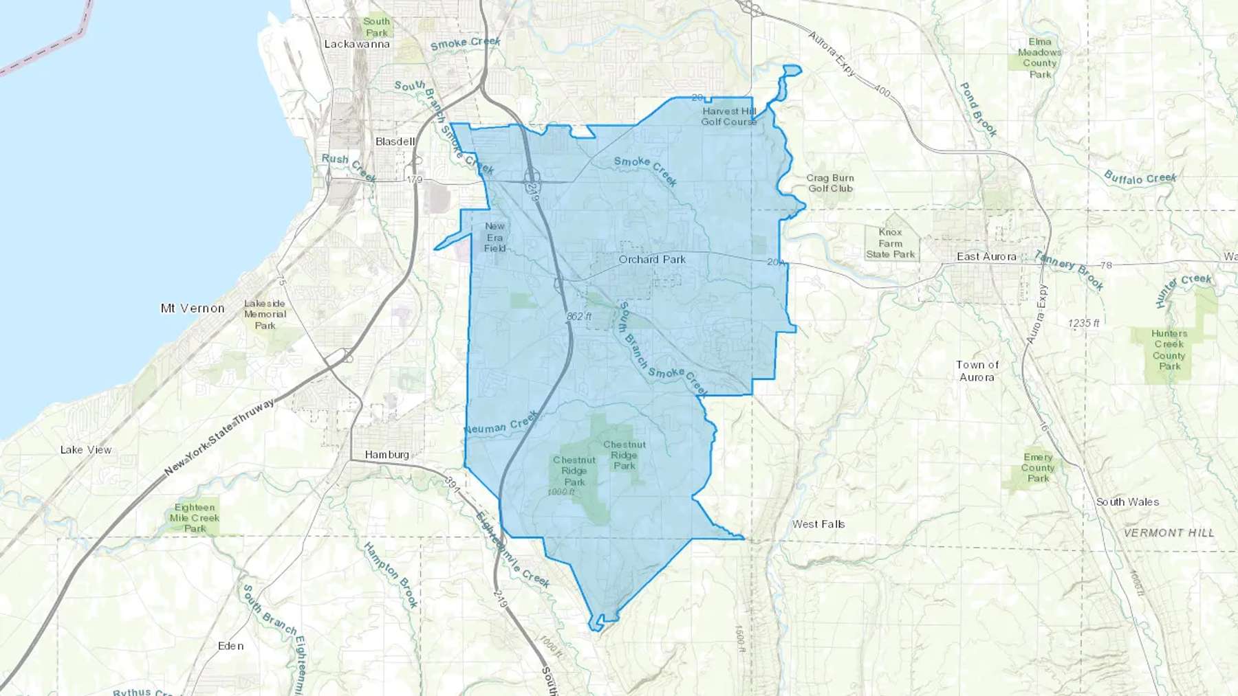Orchard Park, NY Cash heating Oil delivery map Map of the COD Fuel Oil delivery service area for Orchard Park, NY