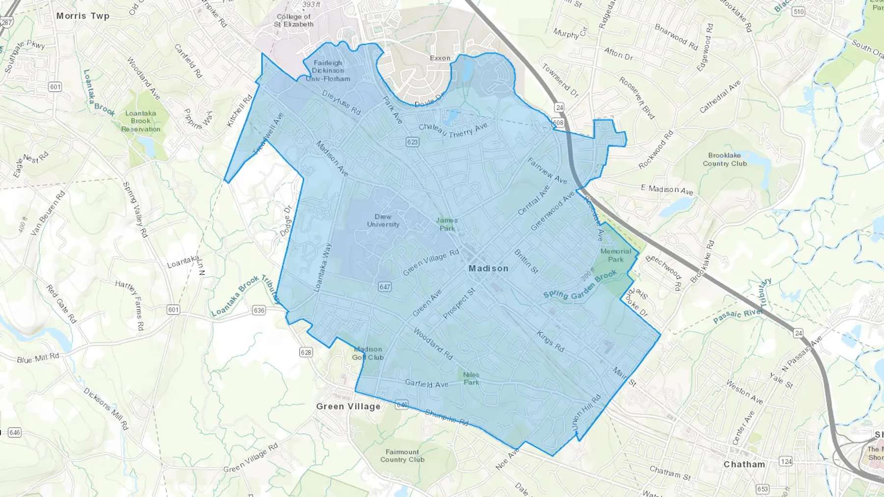 Madison, NJ Cash heating Oil delivery map Map of the COD Fuel Oil delivery service area for Madison, NJ