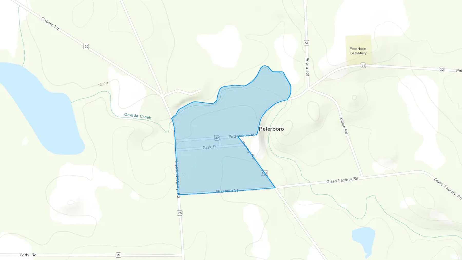 Peterboro, NY Cash heating Oil delivery map Map of the COD Fuel Oil delivery service area for Peterboro, NY