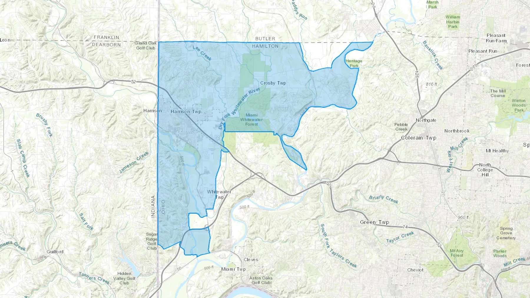 Harrison, OH Cash heating Oil delivery map Map of the COD Fuel Oil delivery service area for Harrison, OH