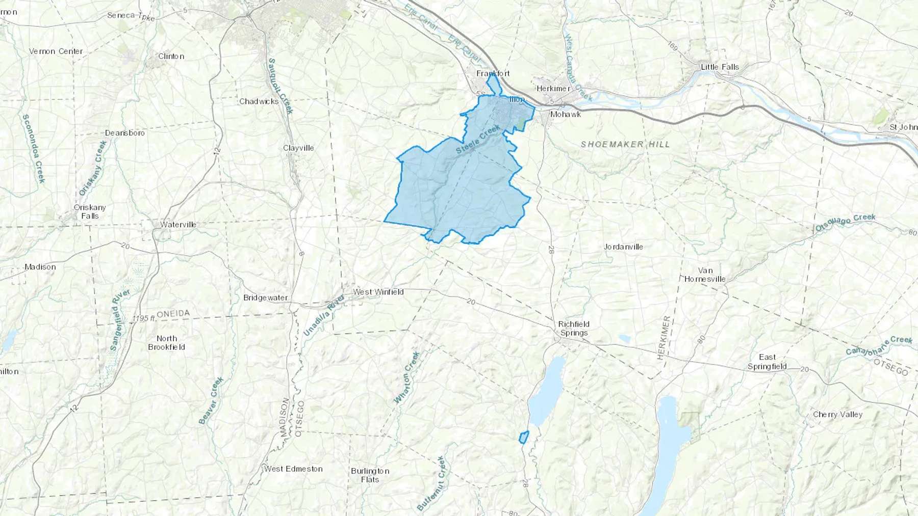 Ilion, NY Cash heating Oil delivery map Map of the COD Fuel Oil delivery service area for Ilion, NY