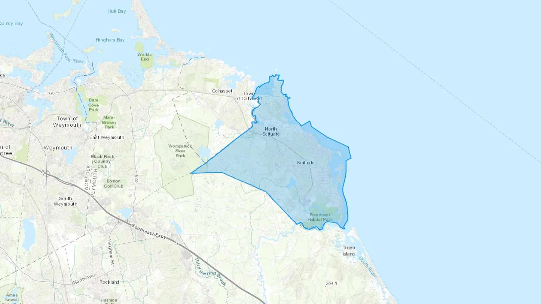 Scituate, MA Cash heating Oil delivery map Map of the COD Fuel Oil delivery service area for Scituate, MA