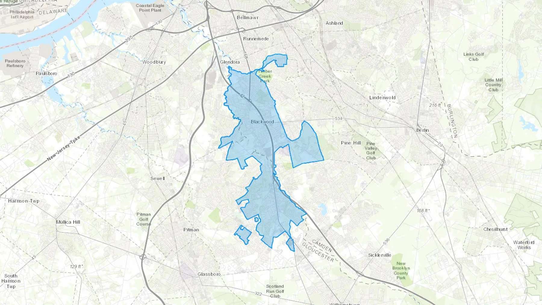 Grenloch, NJ Cash heating Oil delivery map Map of the COD Fuel Oil delivery service area for Grenloch, NJ