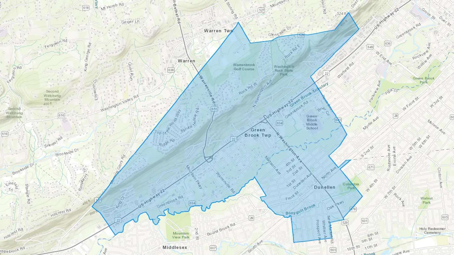Dunellen, NJ Cash heating Oil delivery map Map of the COD Fuel Oil delivery service area for Dunellen, NJ