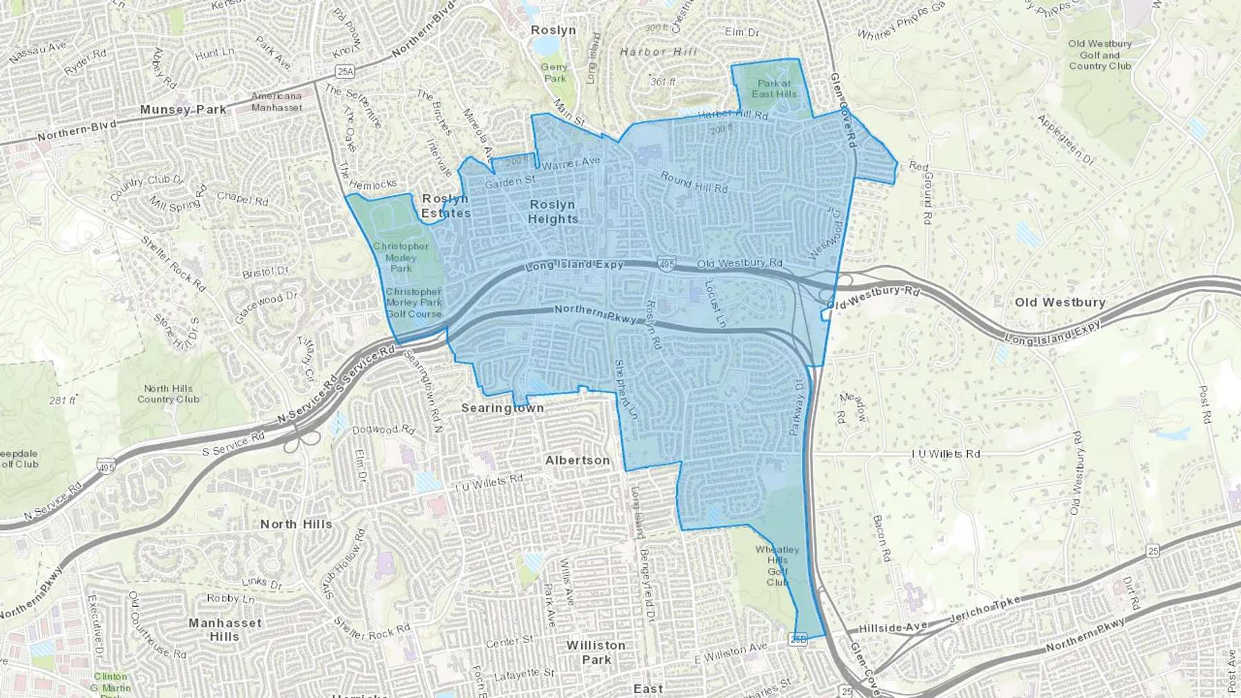 Roslyn Heights, NY Cash heating Oil delivery map Map of the COD Fuel Oil delivery service area for Roslyn Heights, NY