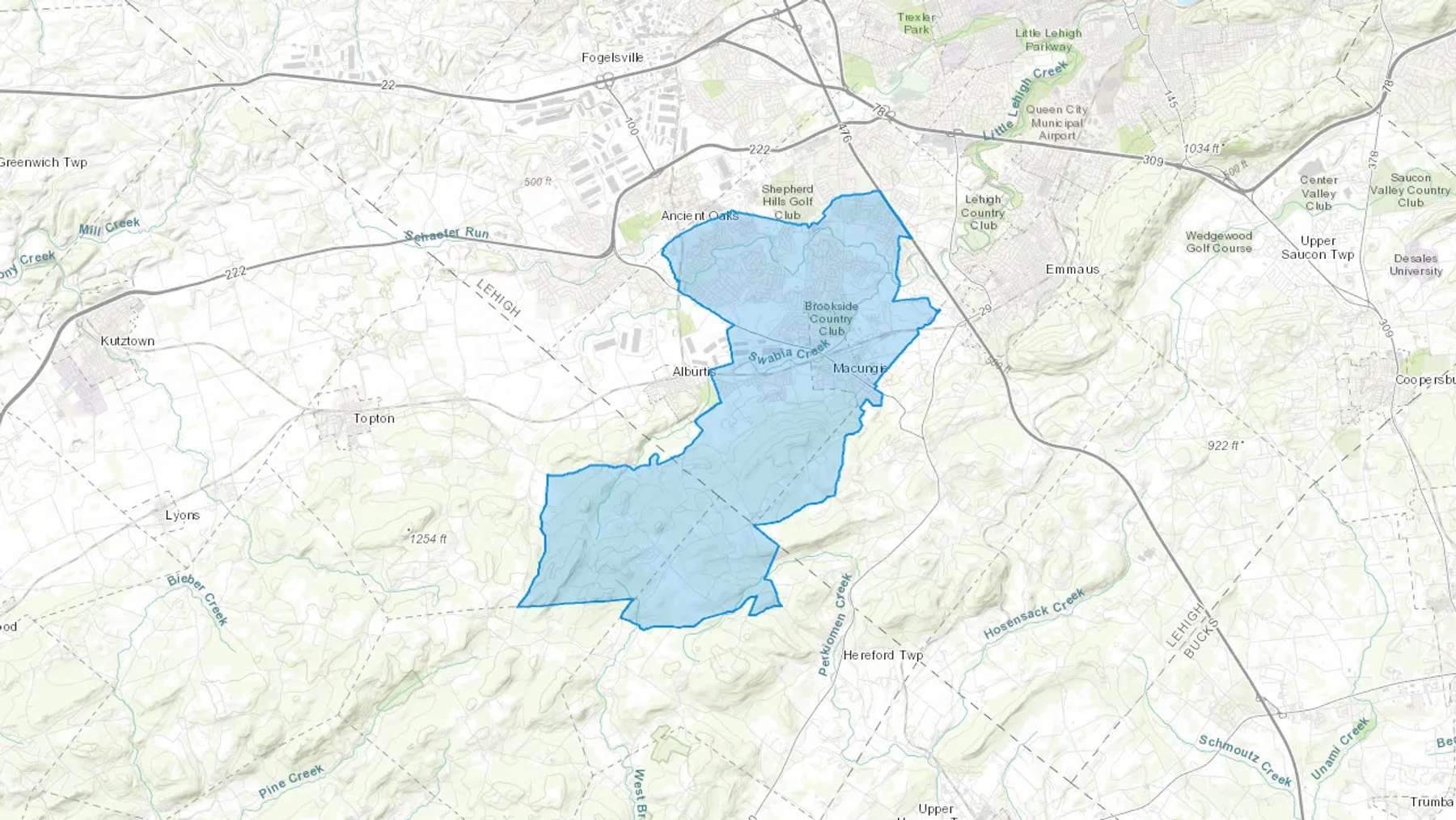 Macungie, PA Cash heating Oil delivery map Map of the COD Fuel Oil delivery service area for Macungie, PA