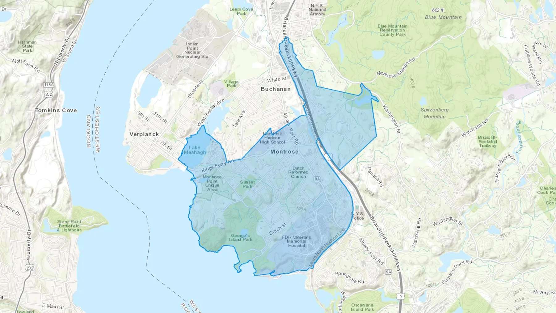 Montrose, NY Cash heating Oil delivery map Map of the COD Fuel Oil delivery service area for Montrose, NY