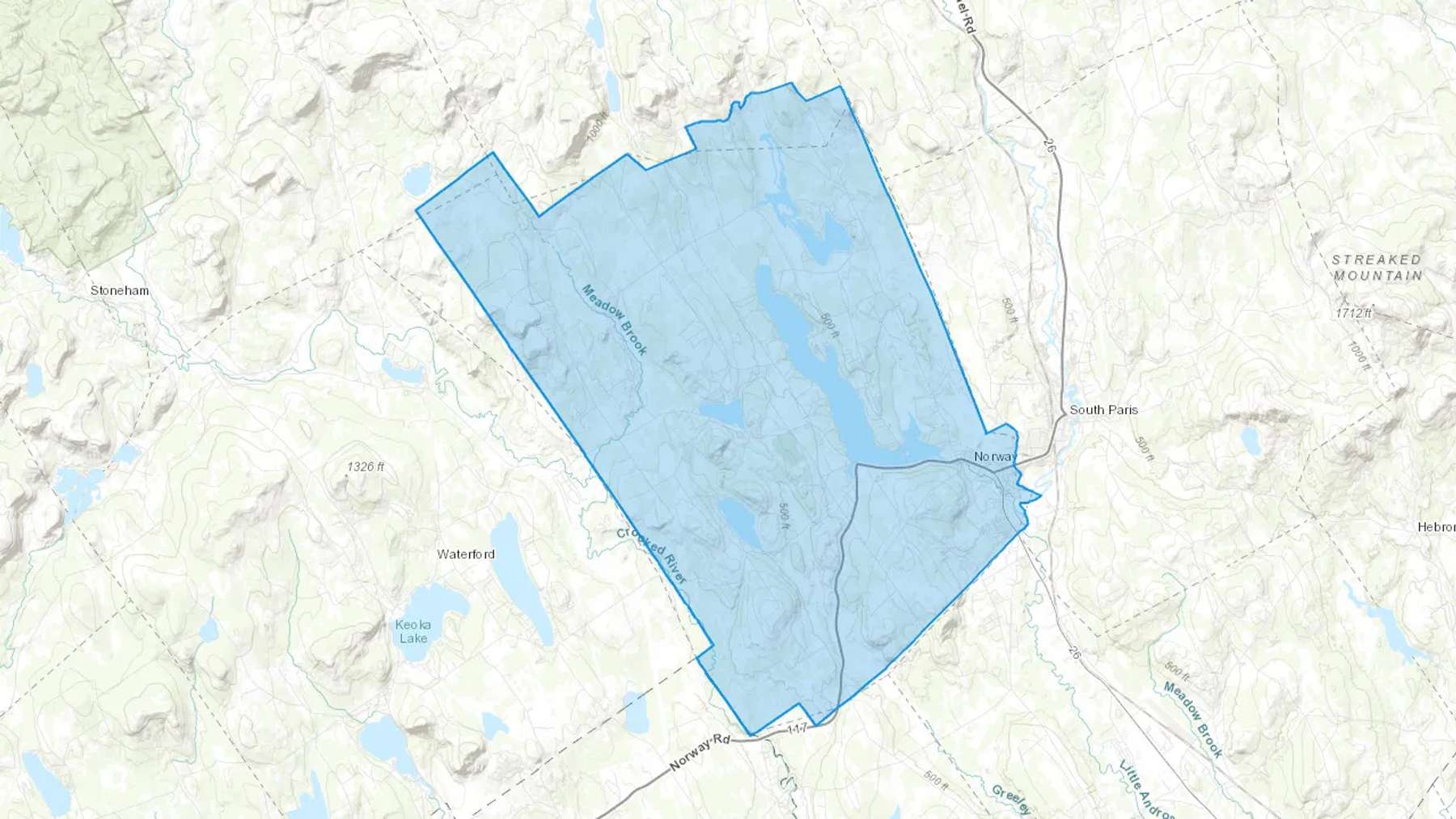 Norway, ME Cash heating Oil delivery map Map of the COD Fuel Oil delivery service area for Norway, ME
