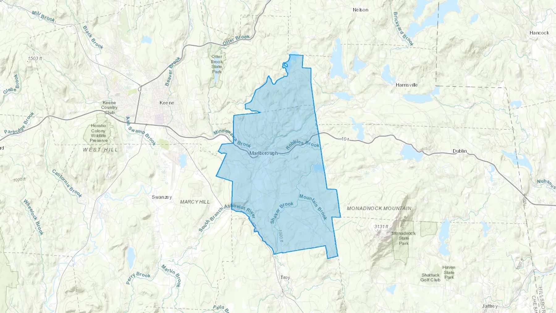 Marlborough, NH Cash heating Oil delivery map Map of the COD Fuel Oil delivery service area for Marlborough, NH