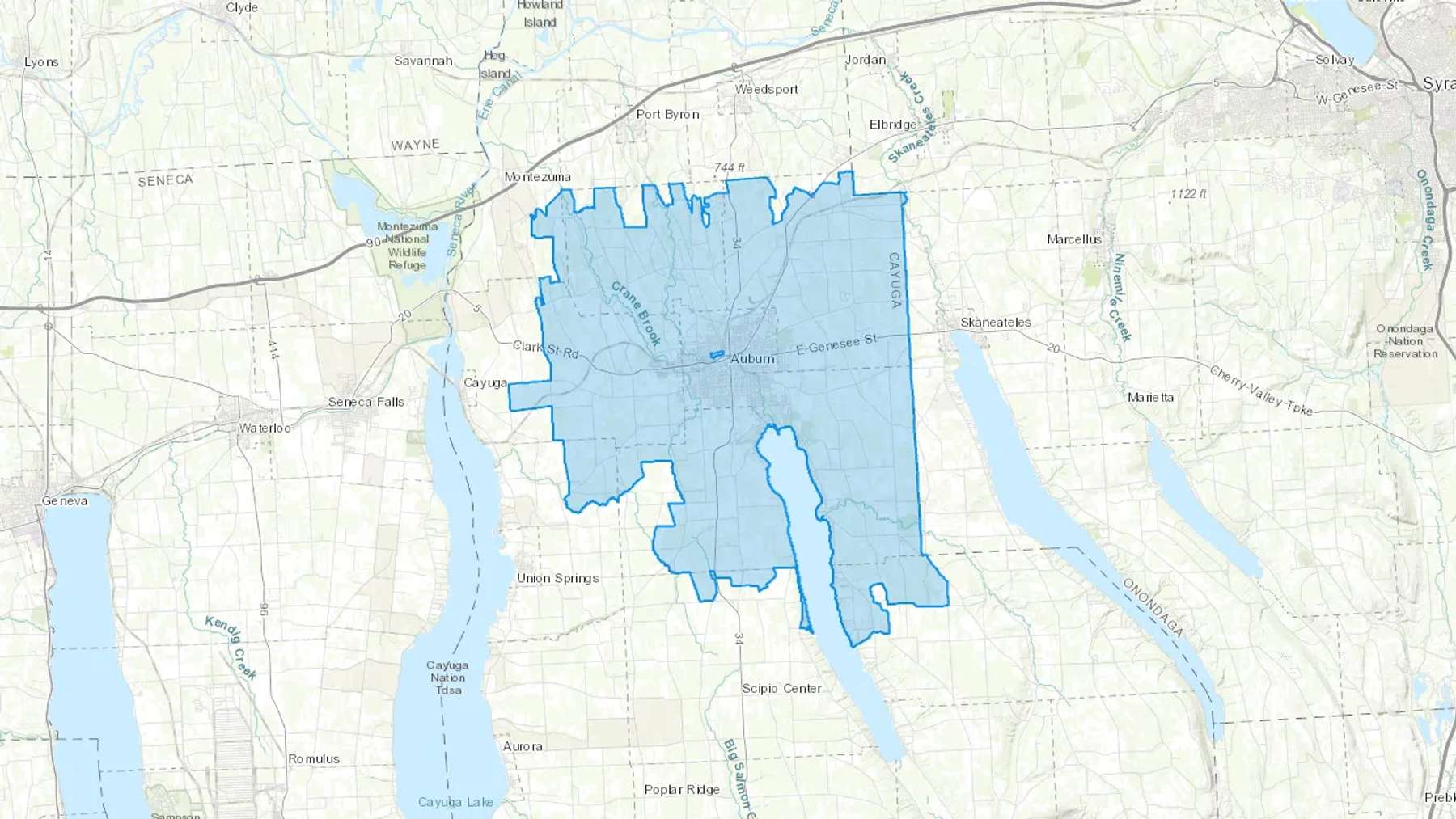 Auburn, NY Cash heating Oil delivery map Map of the COD Fuel Oil delivery service area for Auburn, NY