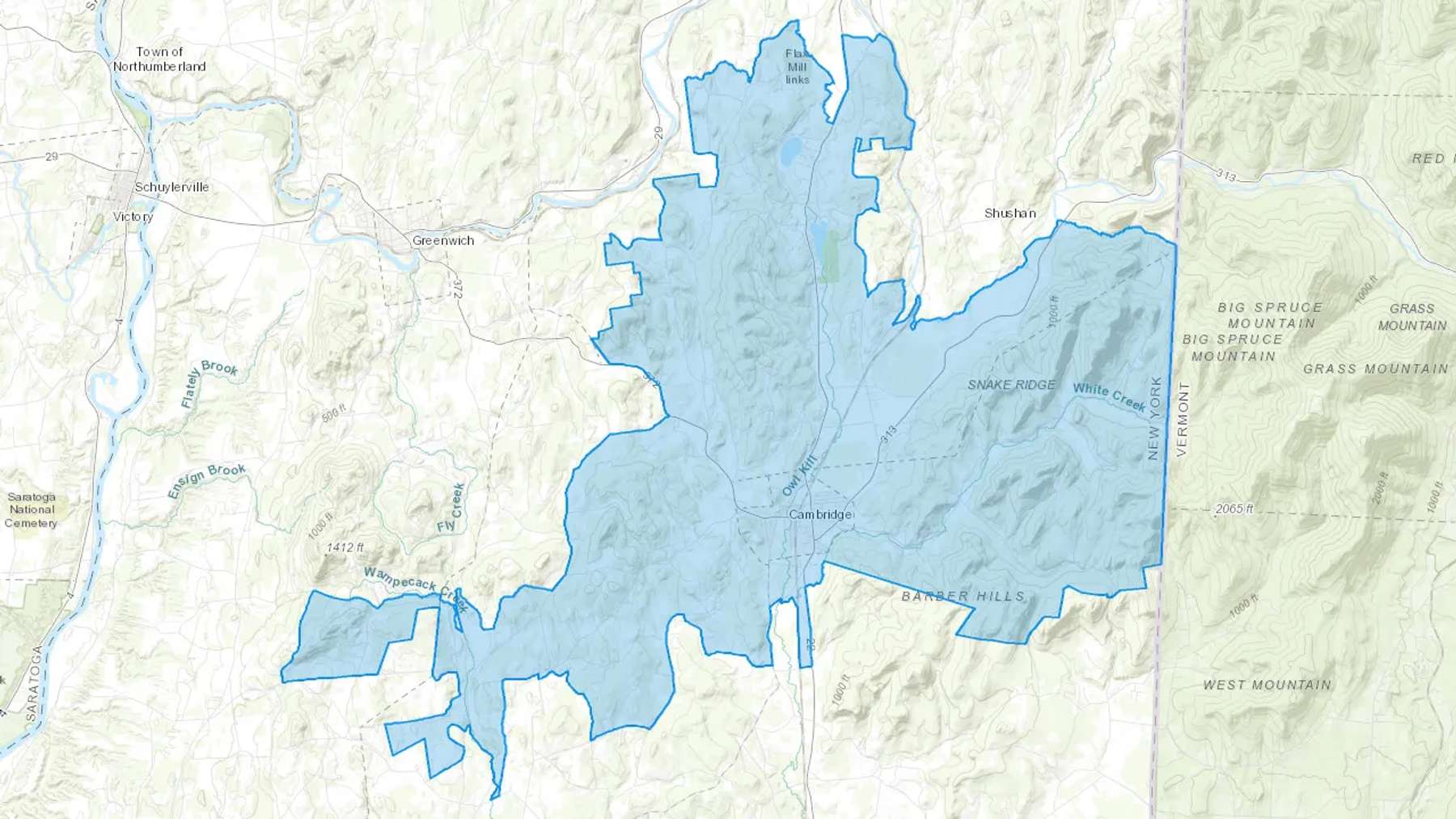 Cambridge, NY Cash heating Oil delivery map Map of the COD Fuel Oil delivery service area for Cambridge, NY