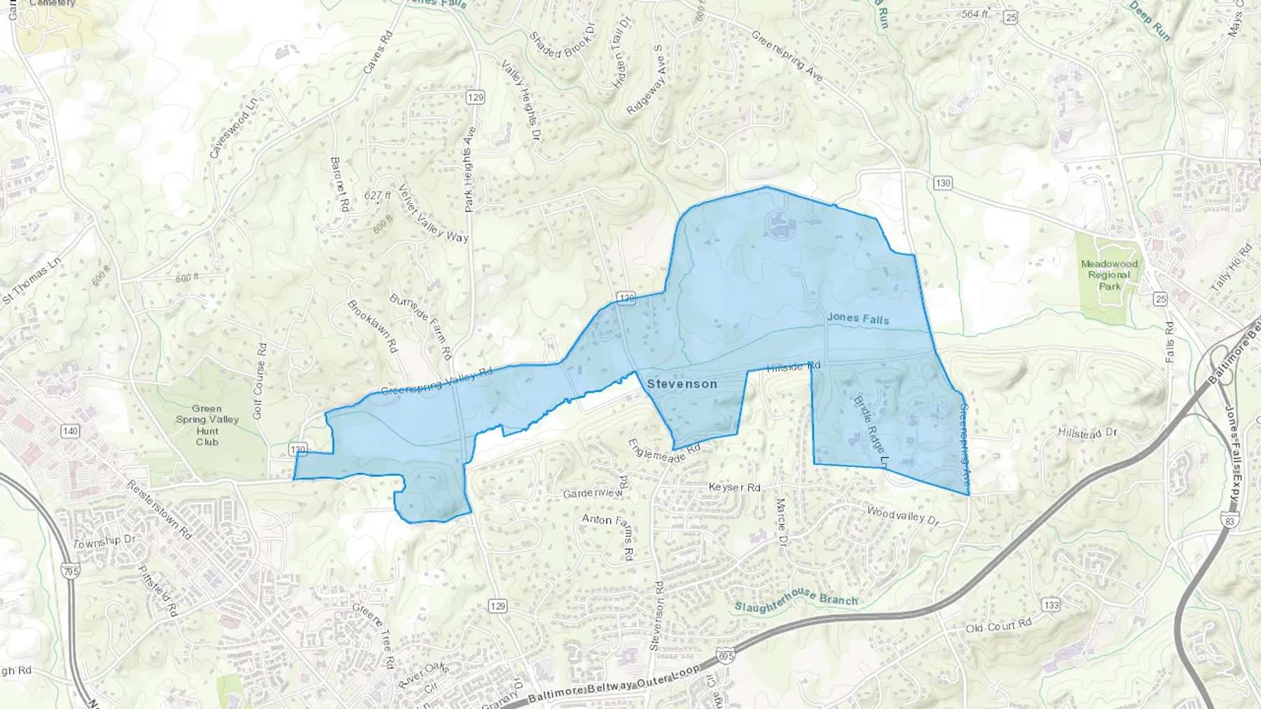 Stevenson, MD Cash heating Oil delivery map Map of the COD Fuel Oil delivery service area for Stevenson, MD