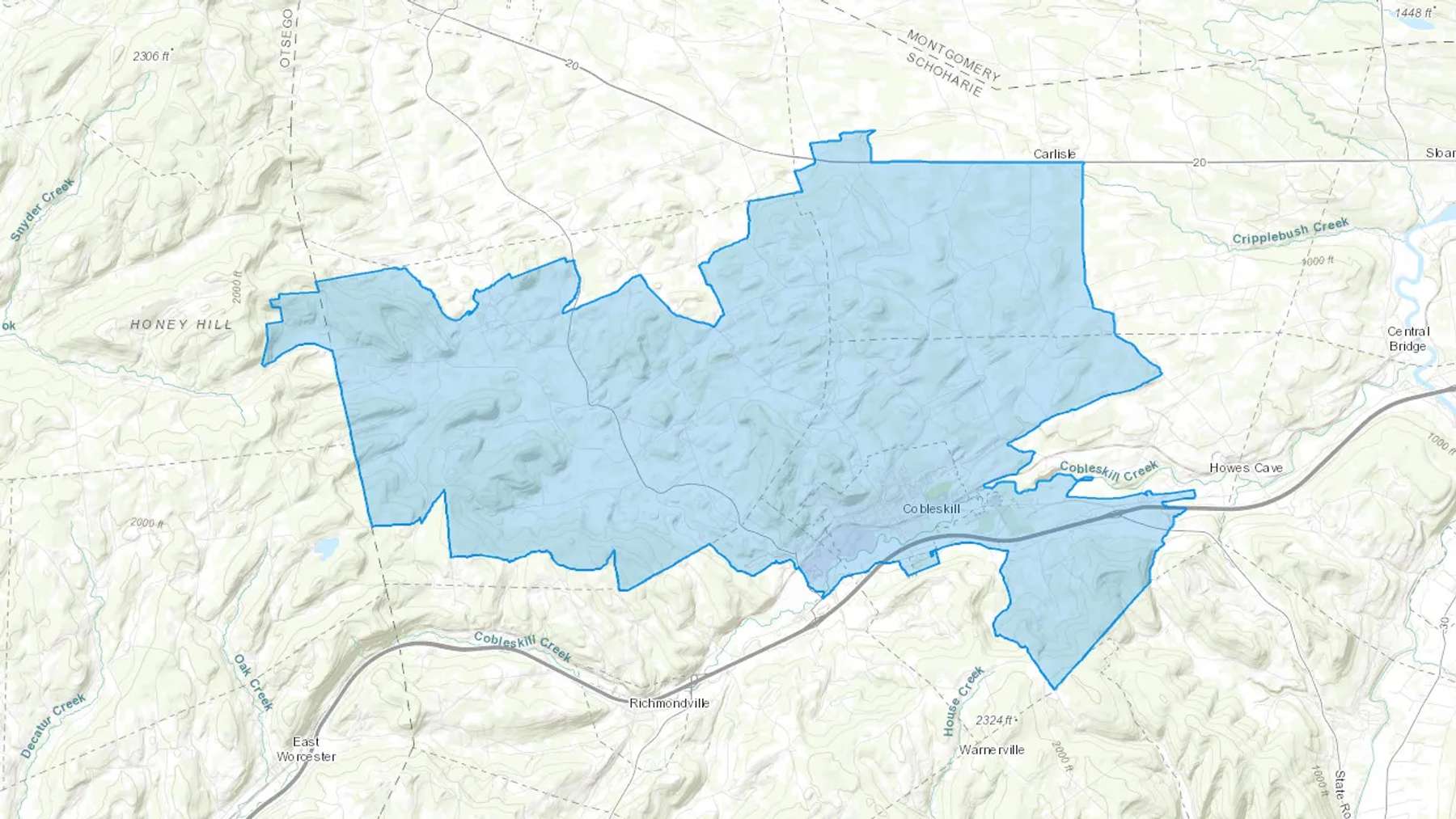 Cobleskill, NY Cash heating Oil delivery map Map of the COD Fuel Oil delivery service area for Cobleskill, NY