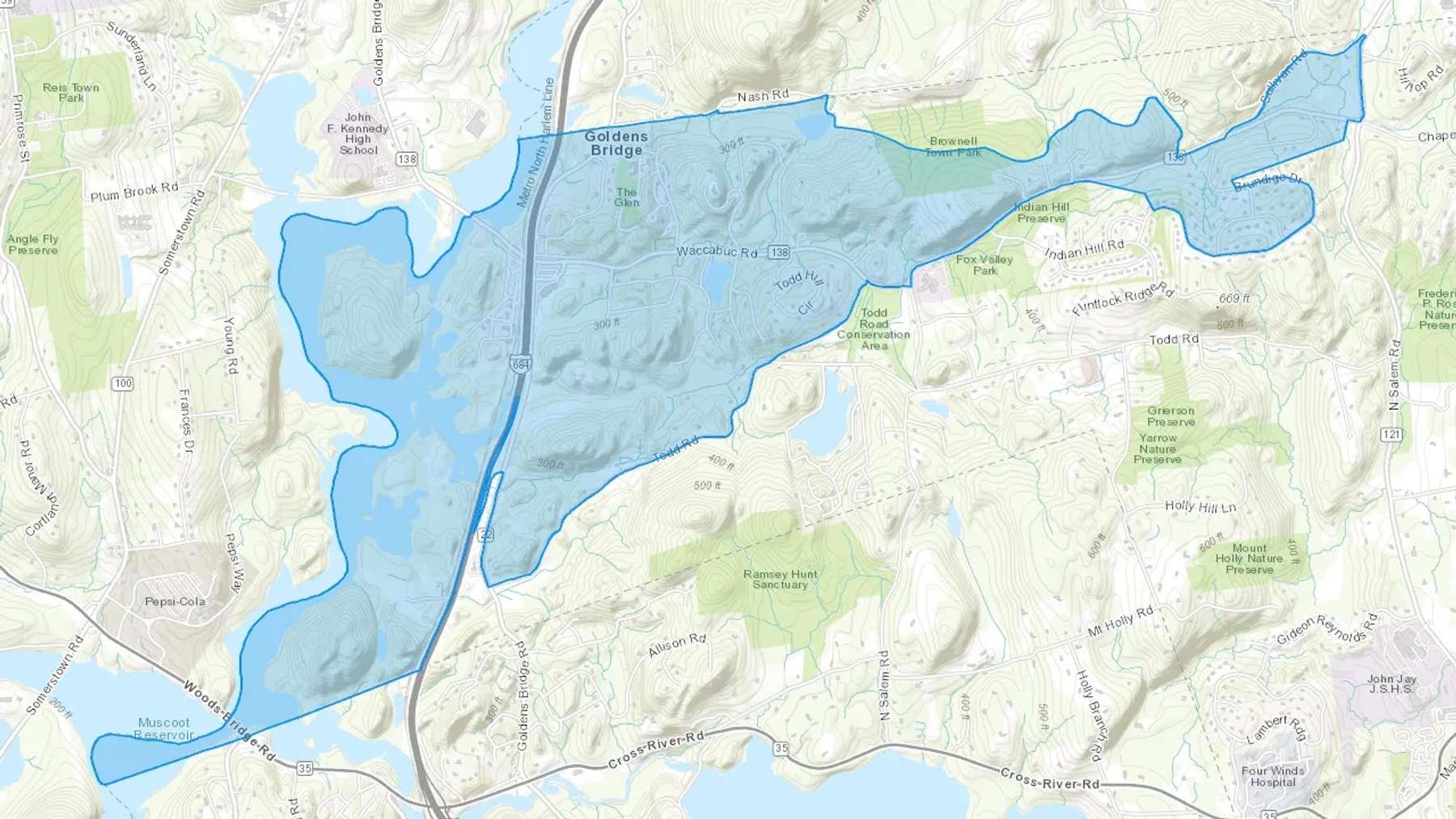 Goldens Bridge, NY Cash heating Oil delivery map Map of the COD Fuel Oil delivery service area for Goldens Bridge, NY