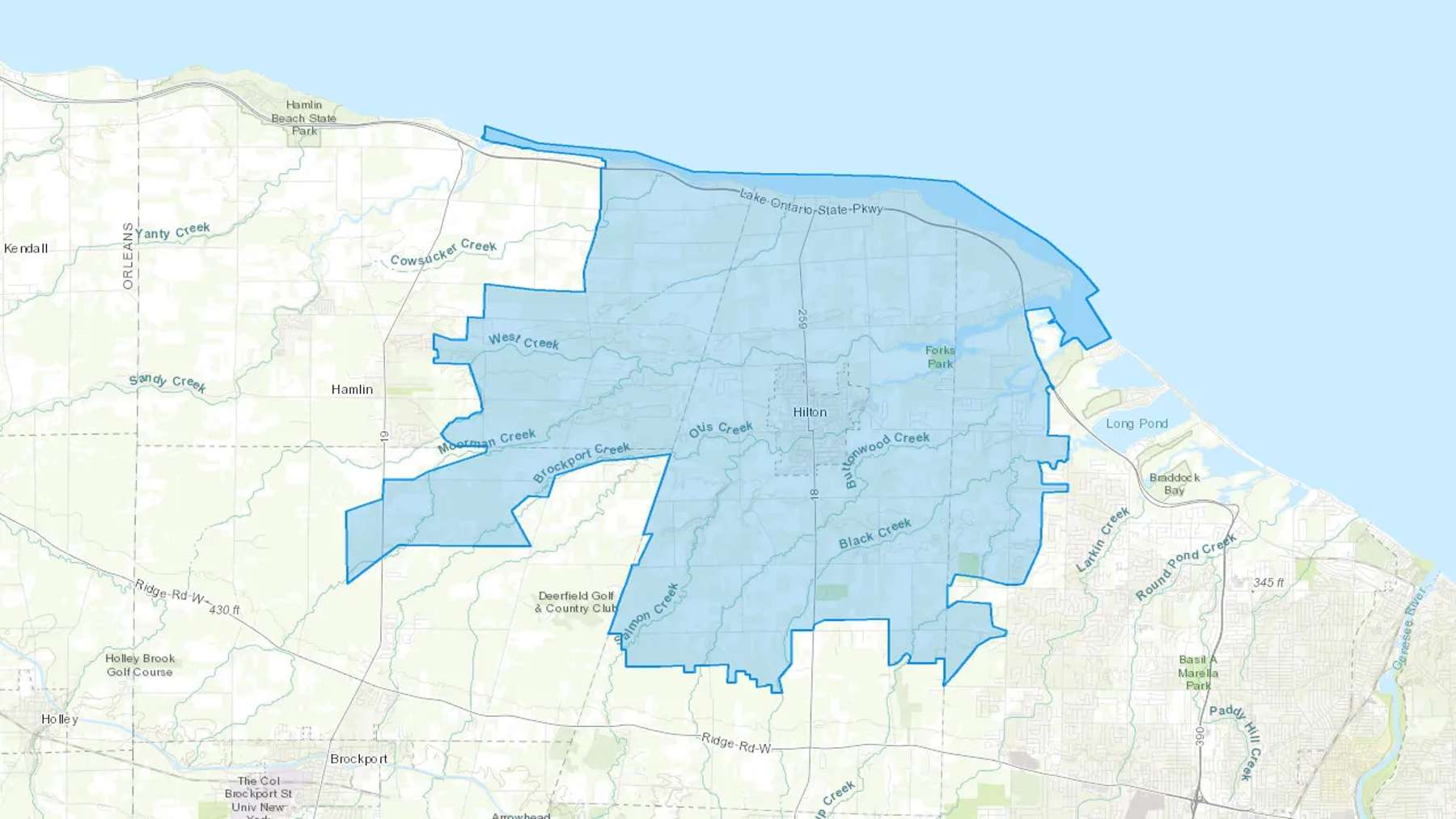 Hilton, NY Cash heating Oil delivery map Map of the COD Fuel Oil delivery service area for Hilton, NY