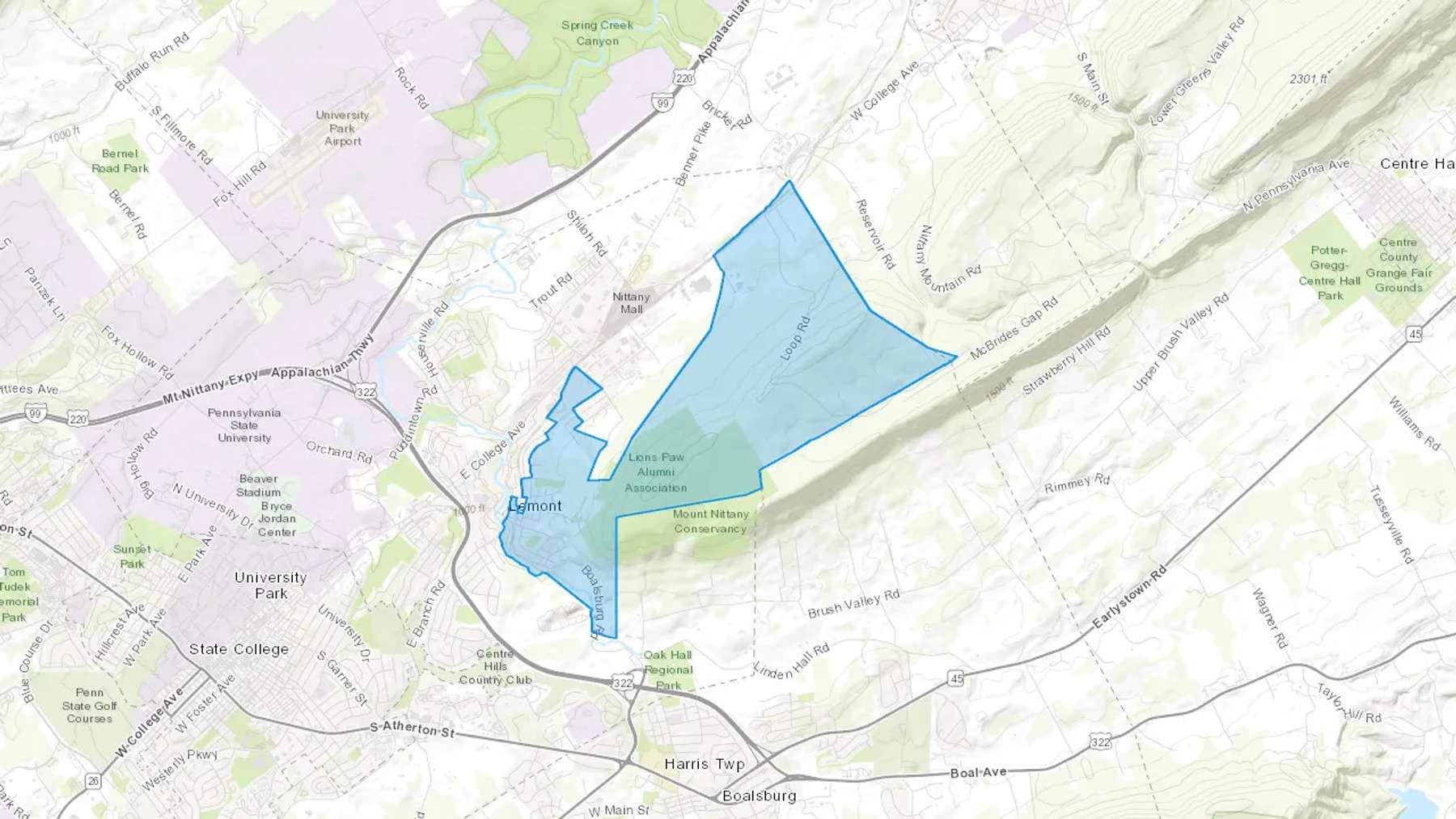 Lemont, PA Cash heating Oil delivery map Map of the COD Fuel Oil delivery service area for Lemont, PA