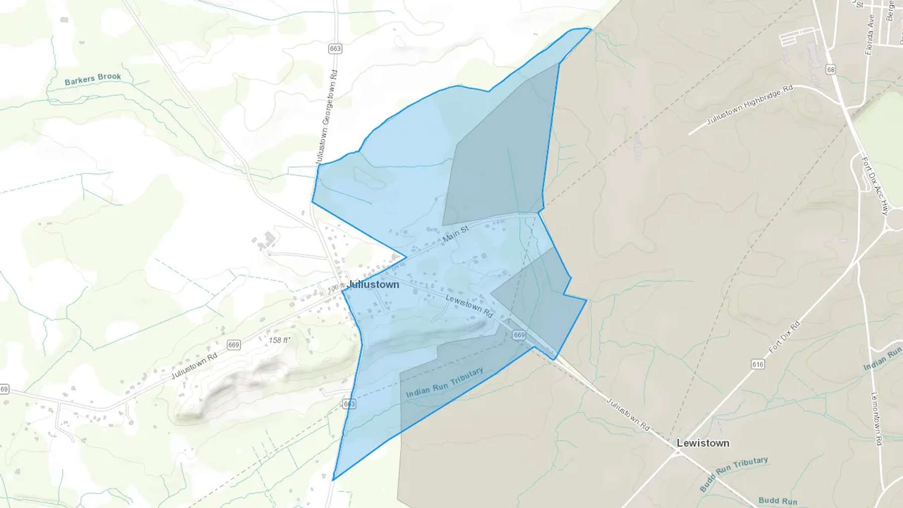 Juliustown, NJ Cash heating Oil delivery map Map of the COD Fuel Oil delivery service area for Juliustown, NJ
