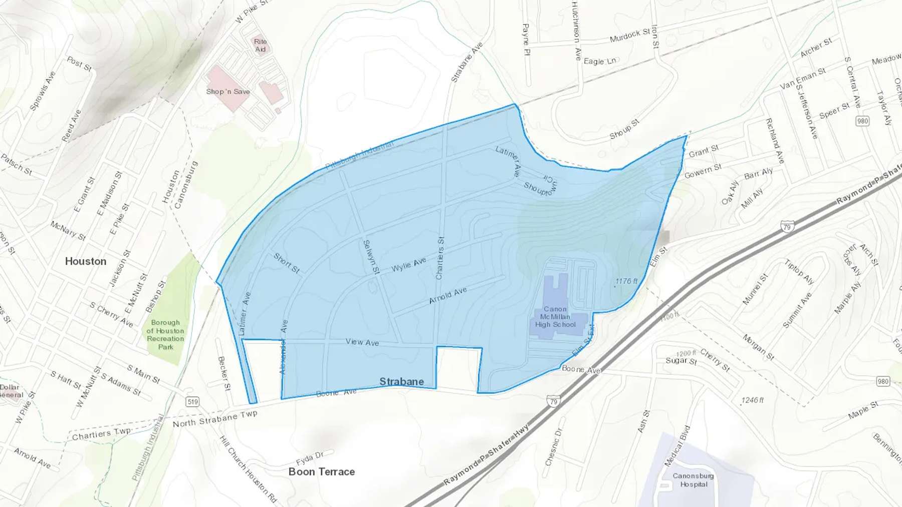 Strabane, PA Cash heating Oil delivery map Map of the COD Fuel Oil delivery service area for Strabane, PA