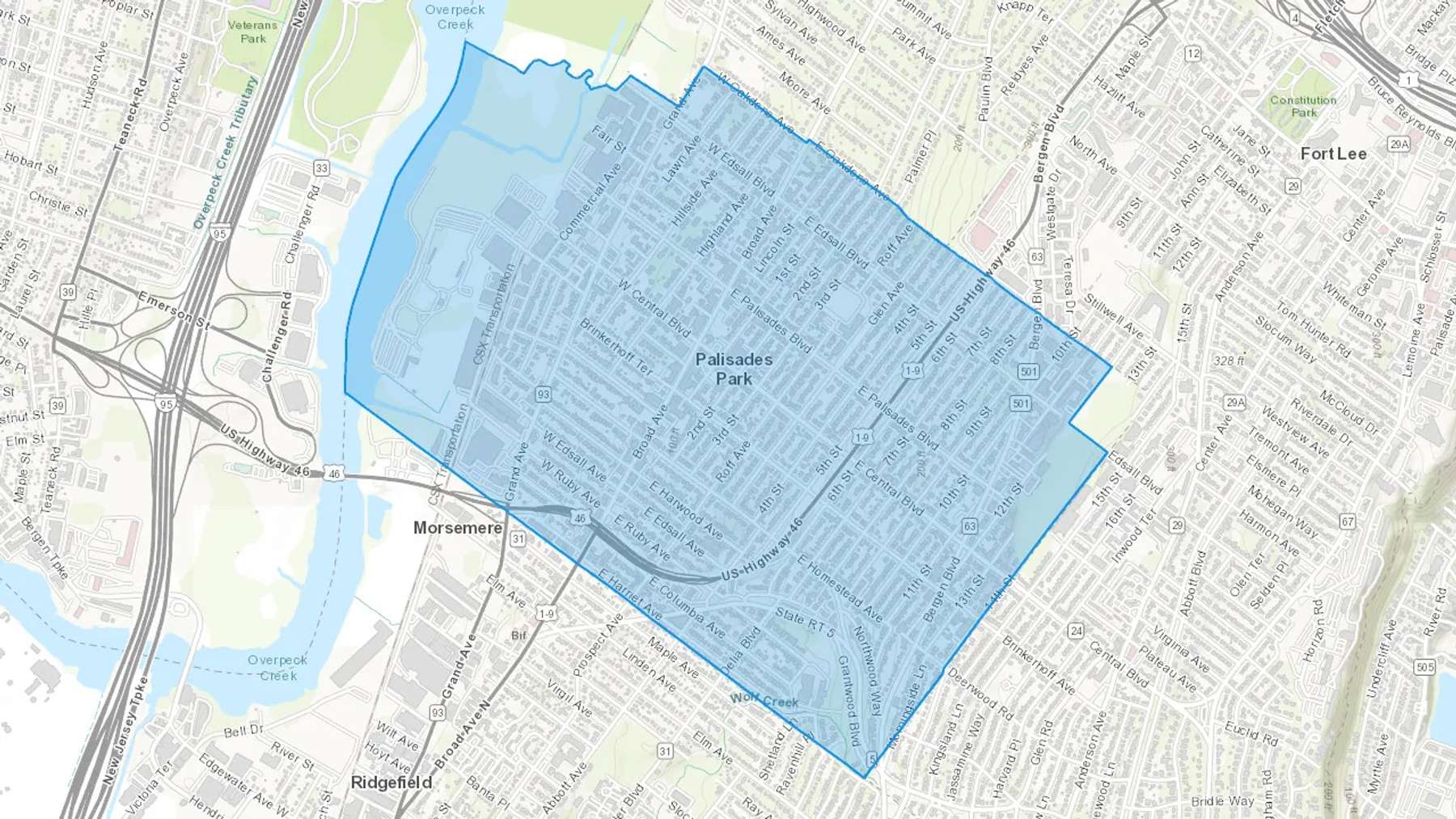 Palisades Park, NJ Cash heating Oil delivery map Map of the COD Fuel Oil delivery service area for Palisades Park, NJ