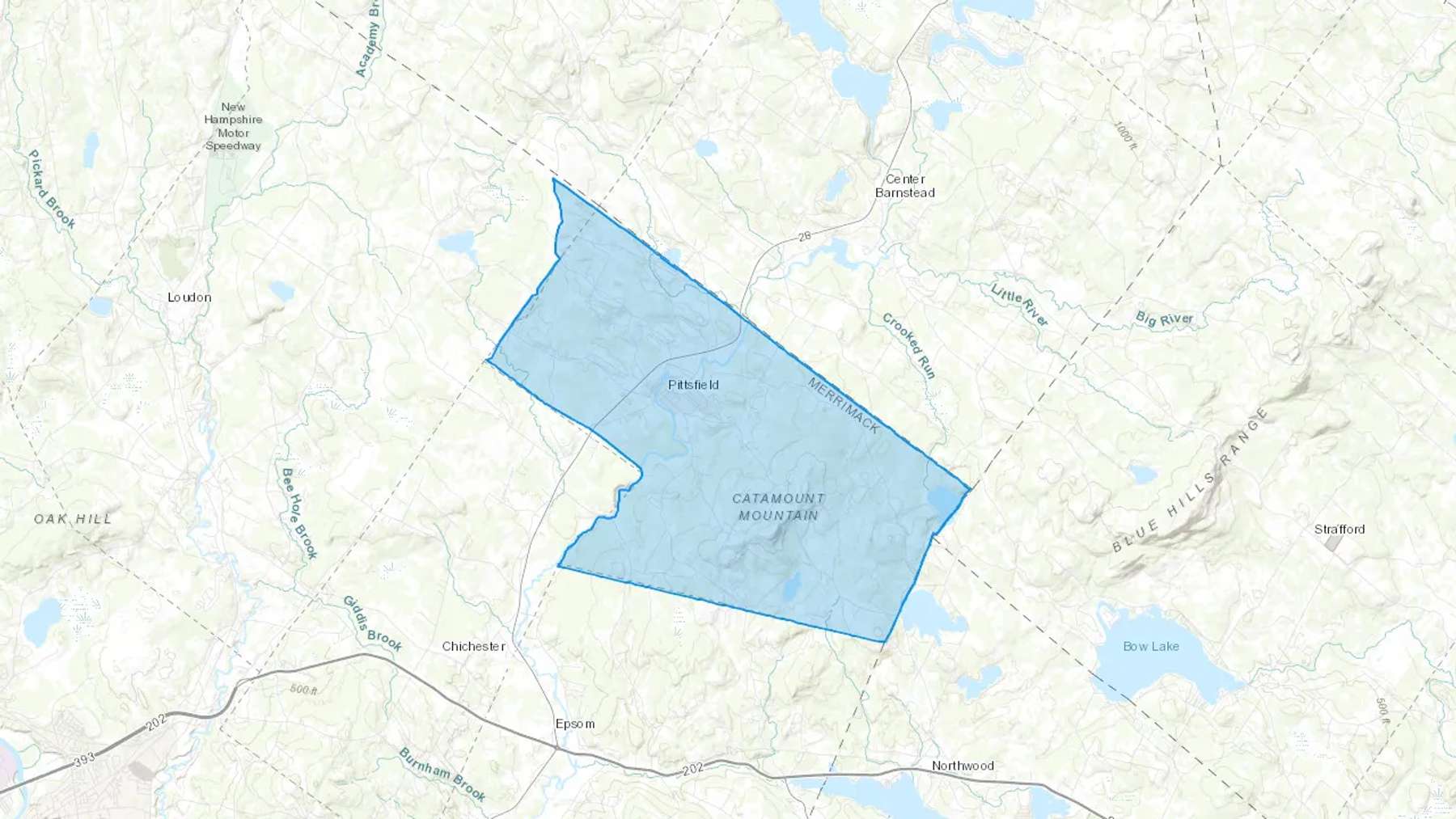 Pittsfield, NH Cash heating Oil delivery map Map of the COD Fuel Oil delivery service area for Pittsfield, NH