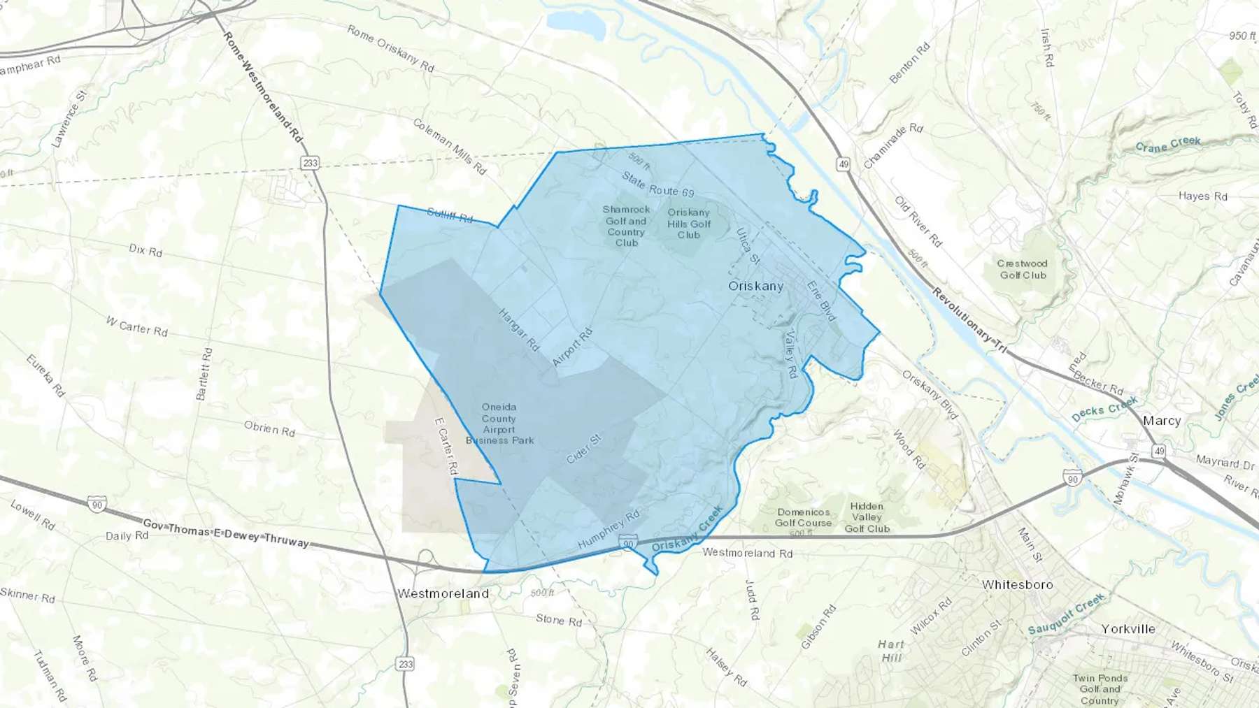 Oriskany, NY Cash heating Oil delivery map Map of the COD Fuel Oil delivery service area for Oriskany, NY