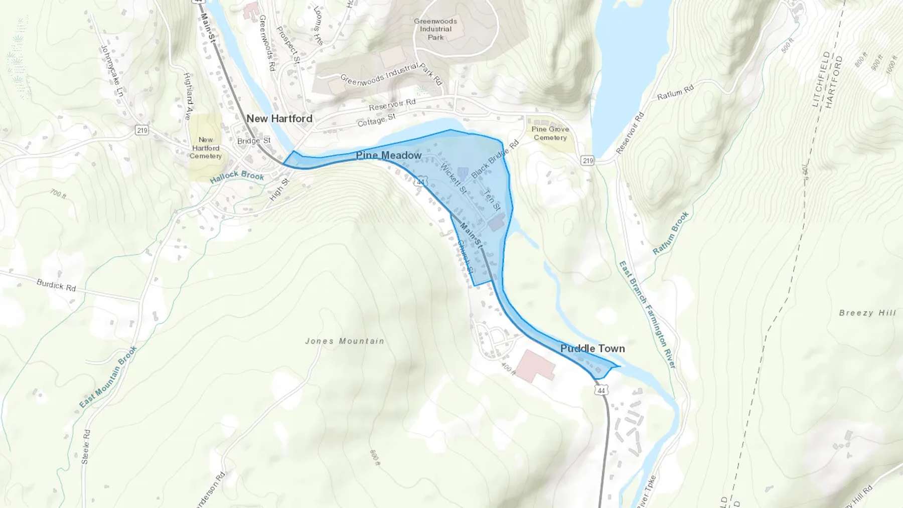 Pine Meadow, CT Cash heating Oil delivery map Map of the COD Fuel Oil delivery service area for Pine Meadow, CT