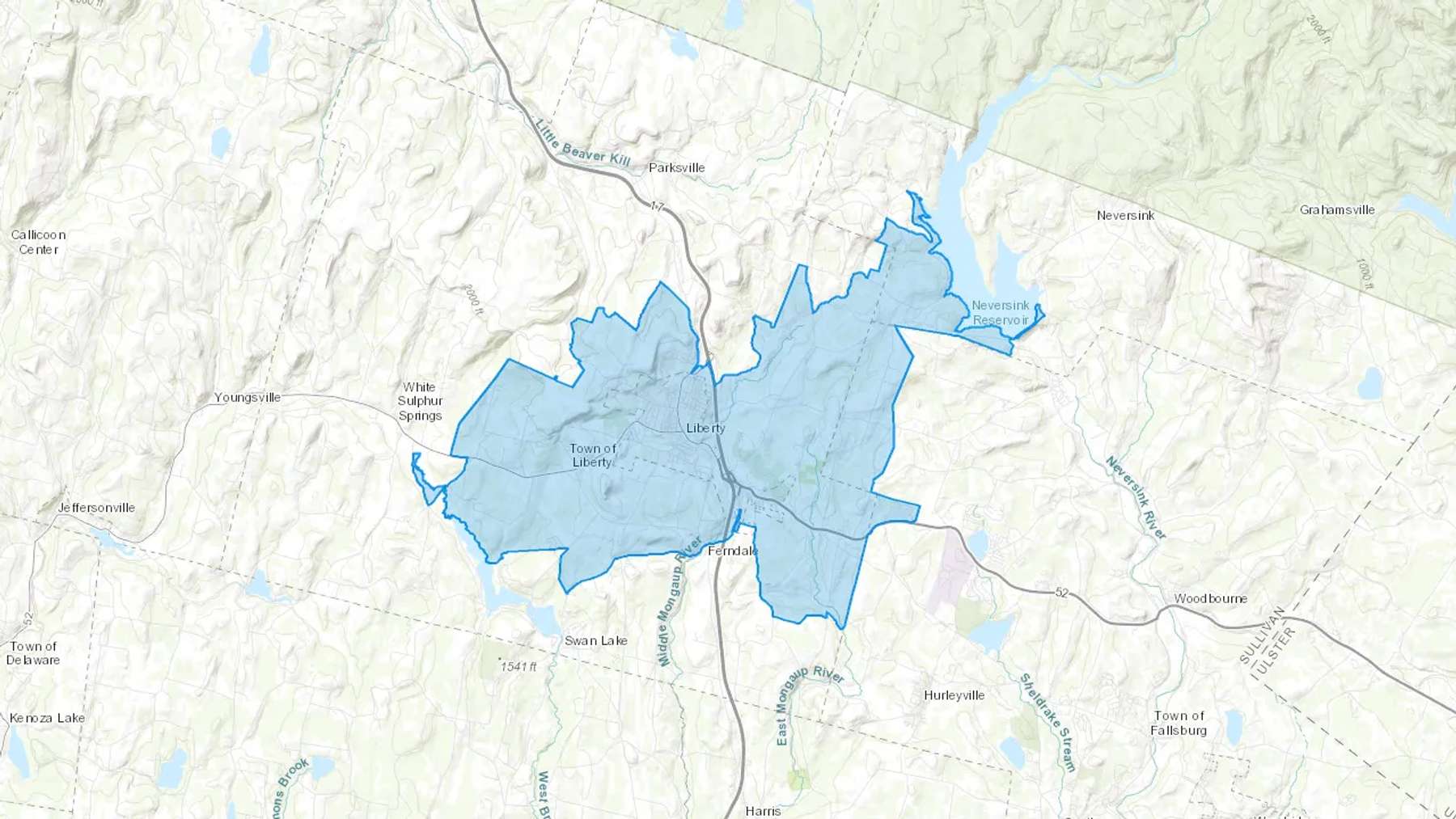 Liberty, NY Cash heating Oil delivery map Map of the COD Fuel Oil delivery service area for Liberty, NY