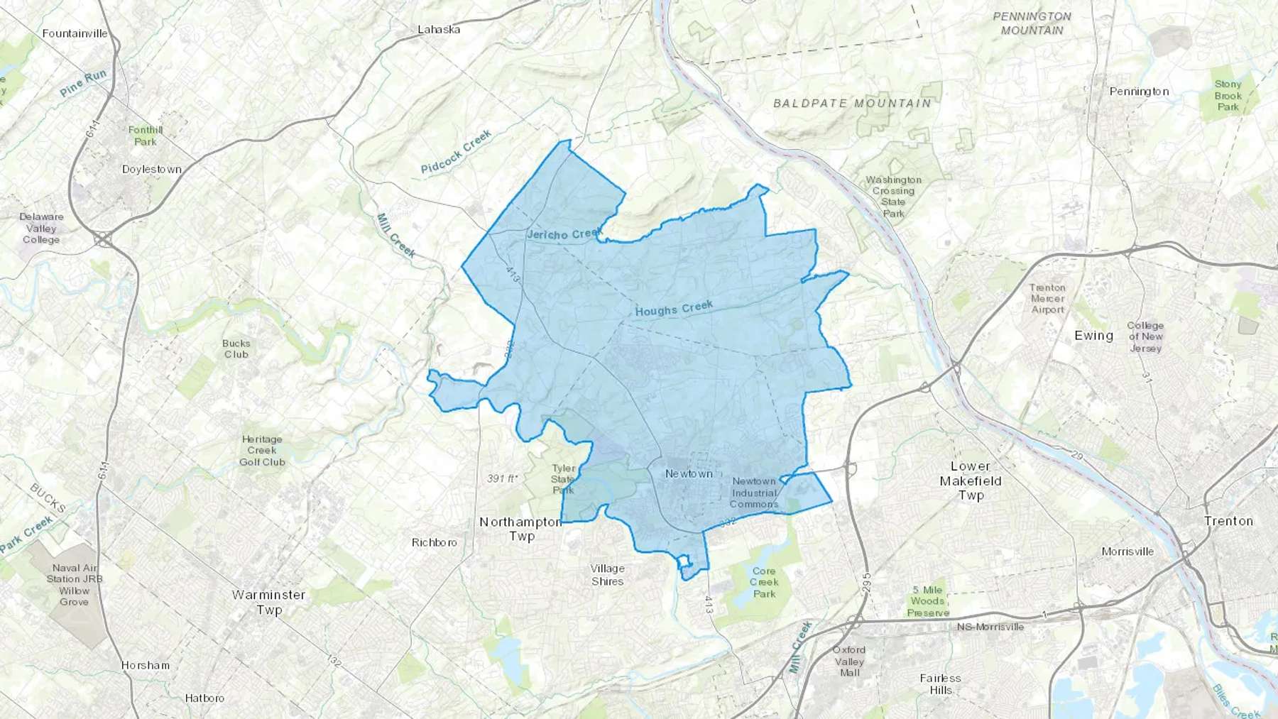 Penns Park, PA Cash heating Oil delivery map Map of the COD Fuel Oil delivery service area for Penns Park, PA