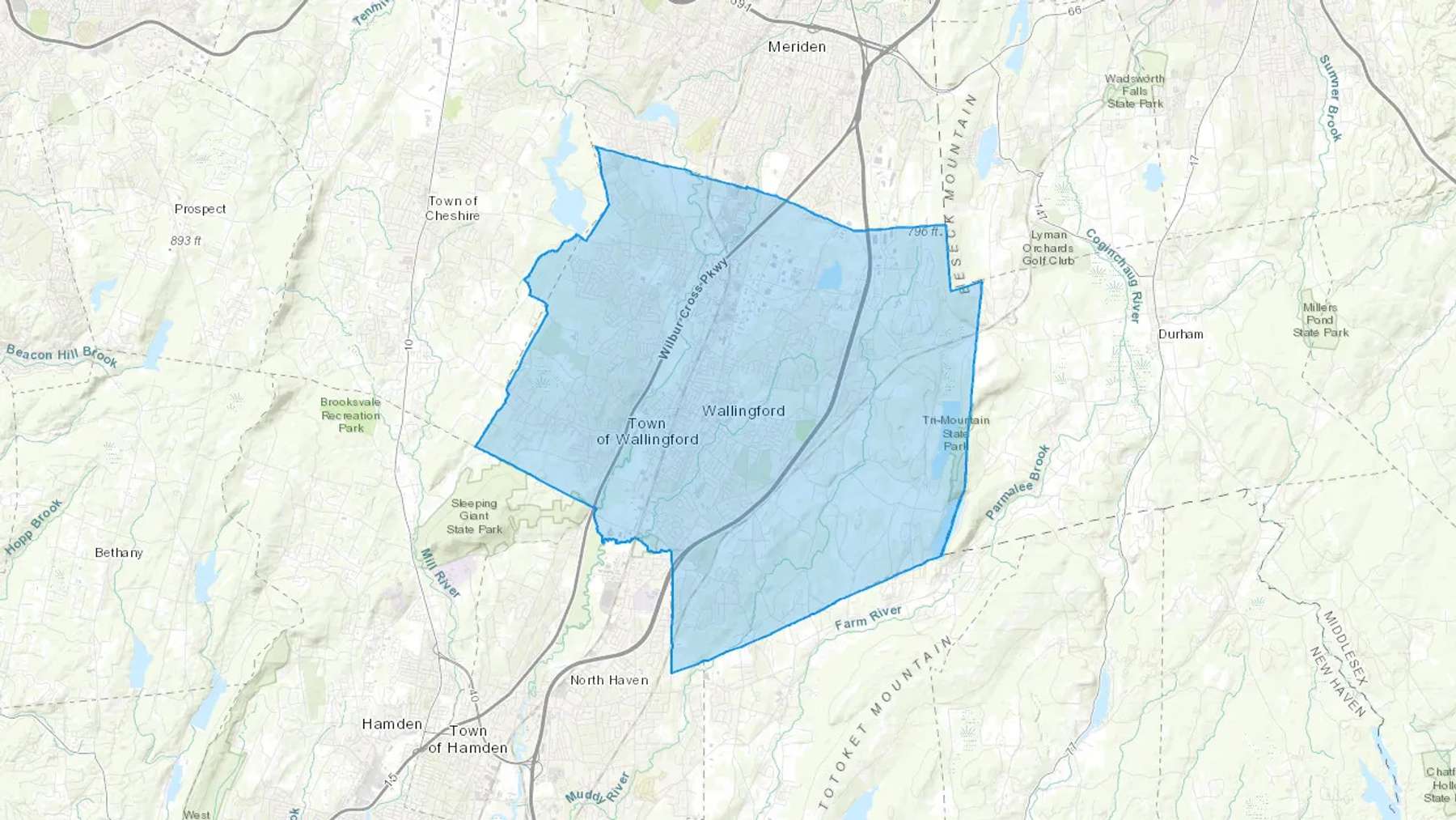 Wallingford, CT Cash heating Oil delivery map Map of the COD Fuel Oil delivery service area for Wallingford, CT