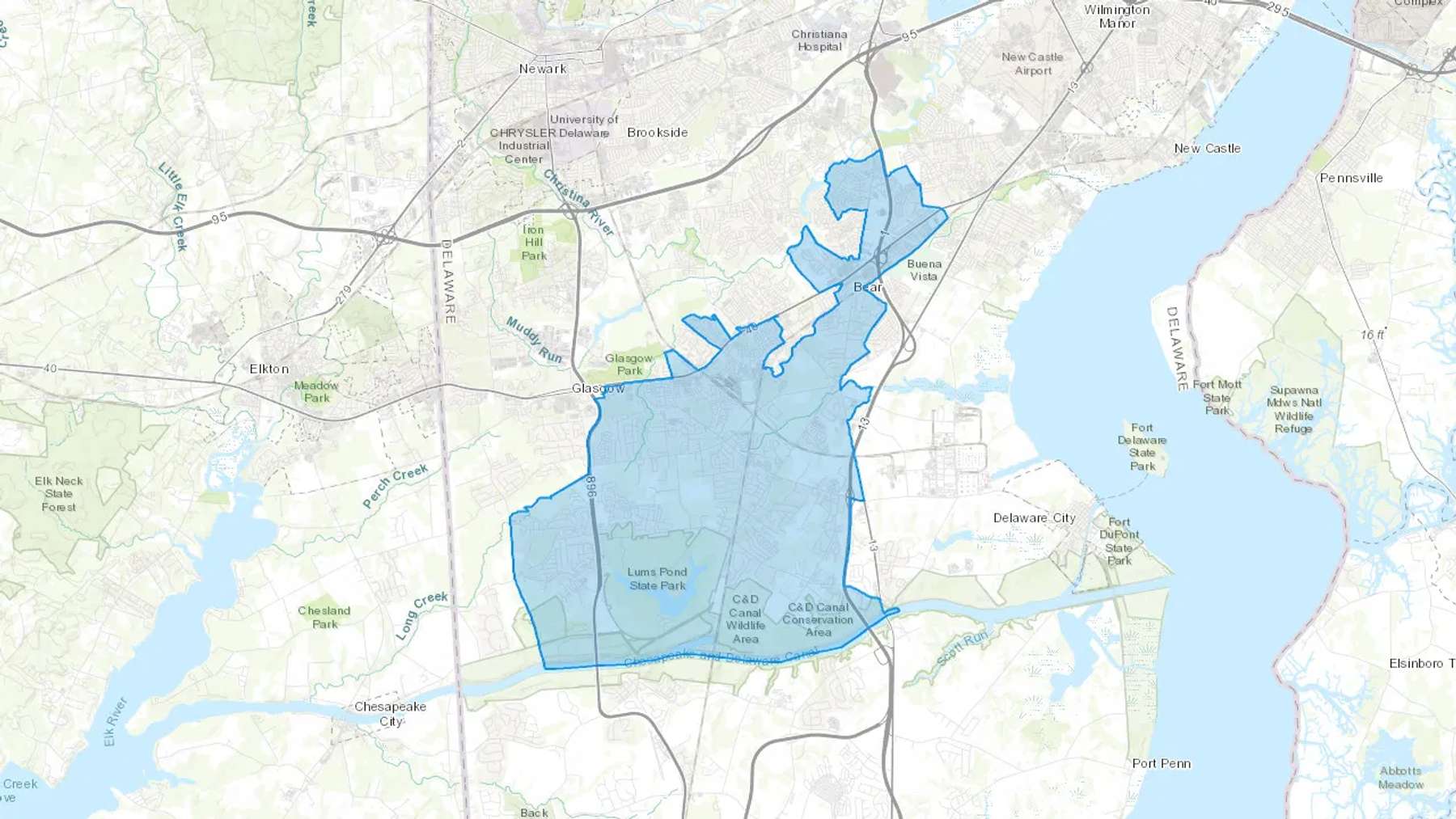 Bear, DE Cash heating Oil delivery map Map of the COD Fuel Oil delivery service area for Bear, DE