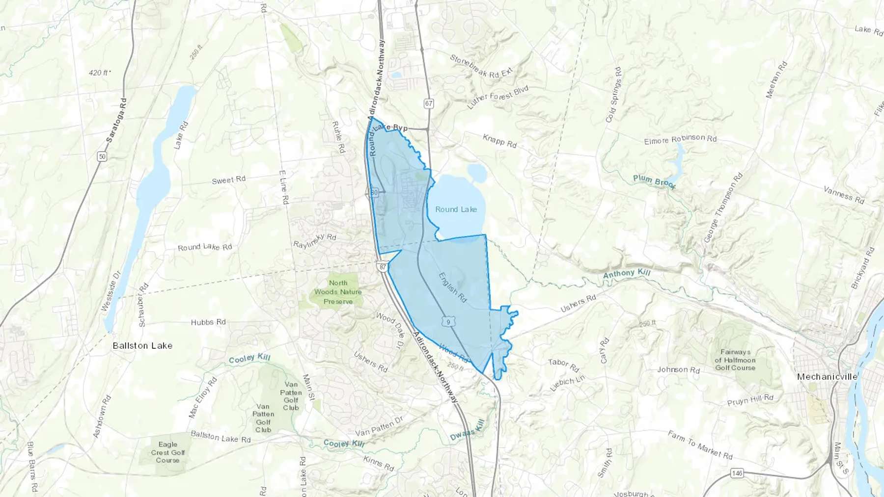 Round Lake, NY Cash heating Oil delivery map Map of the COD Fuel Oil delivery service area for Round Lake, NY