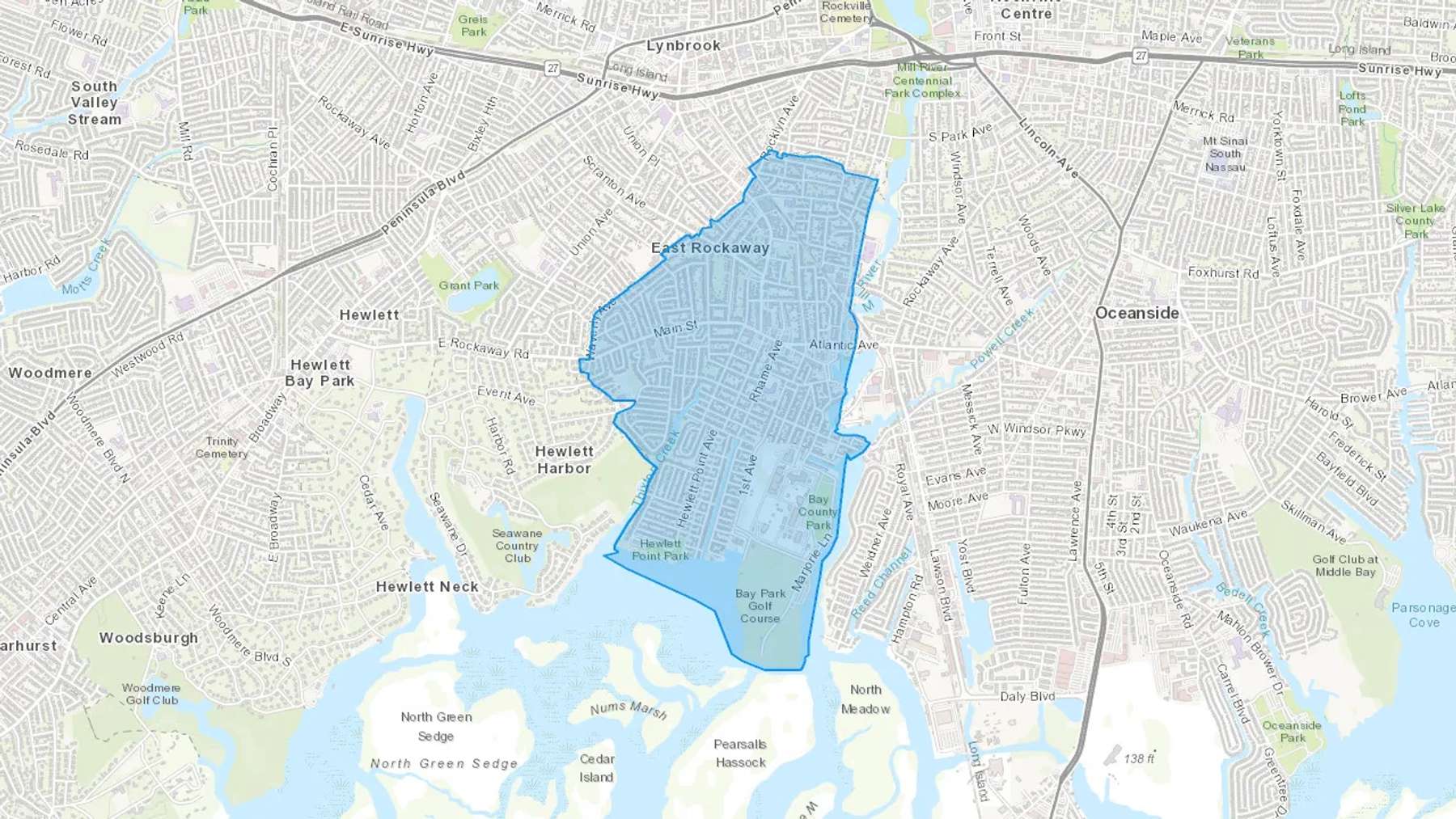 East Rockaway, NY Cash heating Oil delivery map Map of the COD Fuel Oil delivery service area for East Rockaway, NY