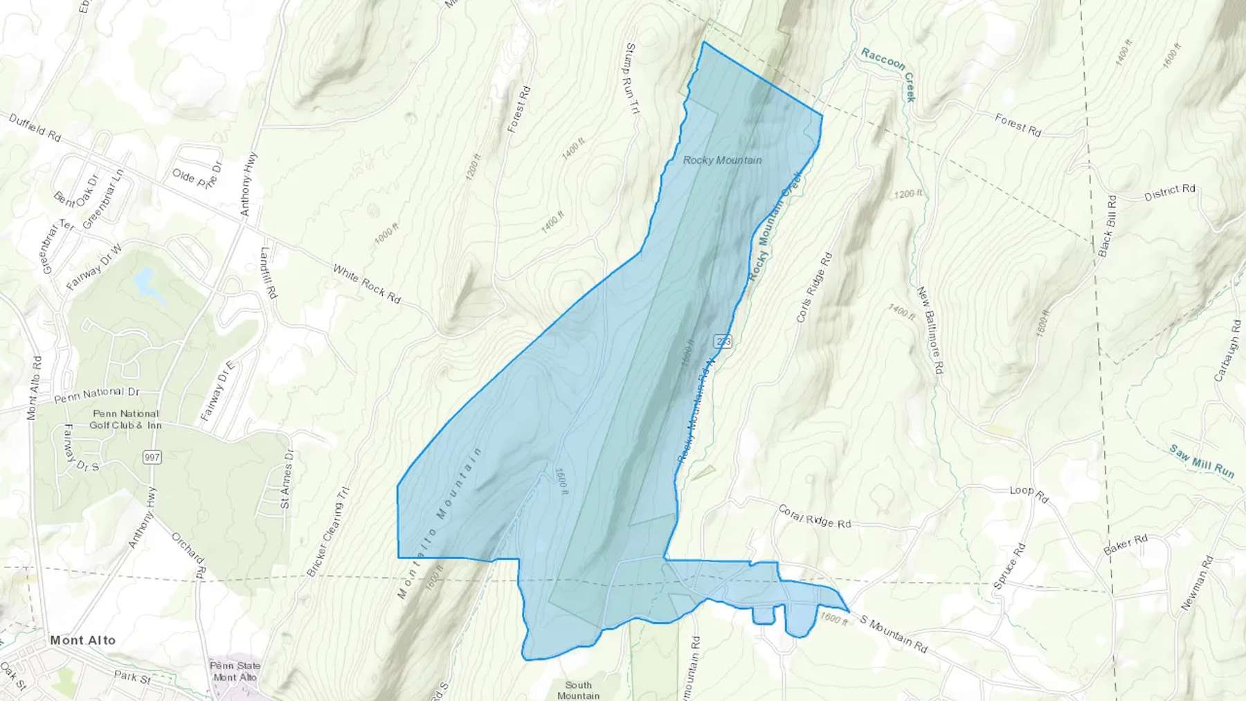 South Mountain, PA Cash heating Oil delivery map Map of the COD Fuel Oil delivery service area for South Mountain, PA