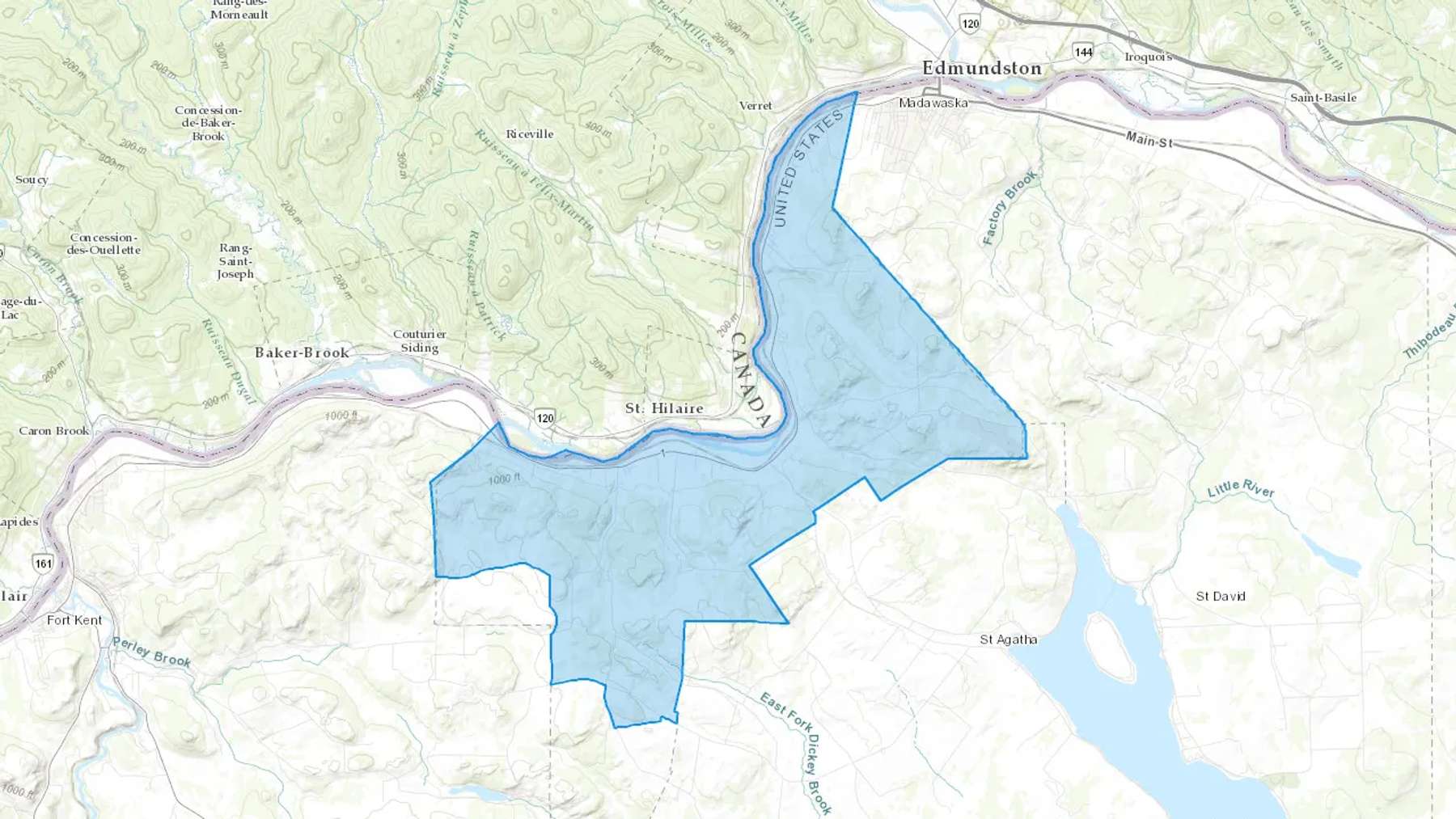 Frenchville, ME Cash heating Oil delivery map Map of the COD Fuel Oil delivery service area for Frenchville, ME