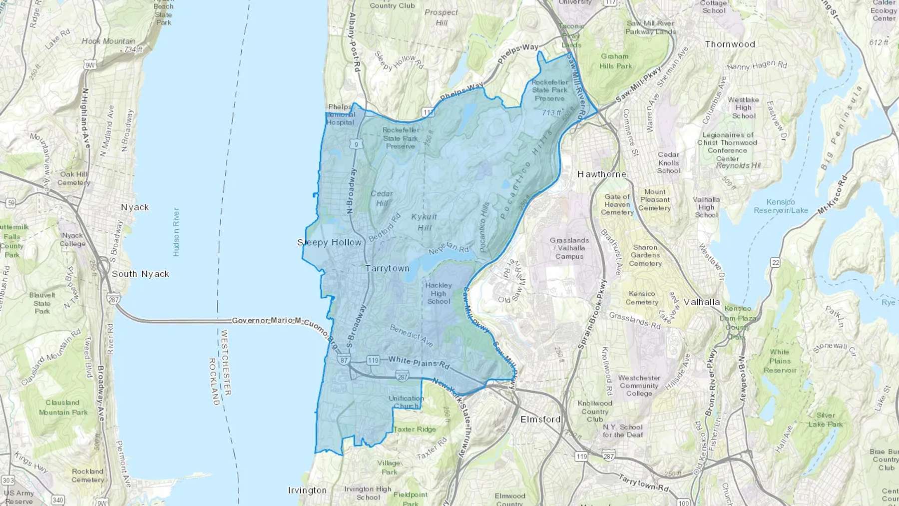 Tarrytown, NY Cash heating Oil delivery map Map of the COD Fuel Oil delivery service area for Tarrytown, NY