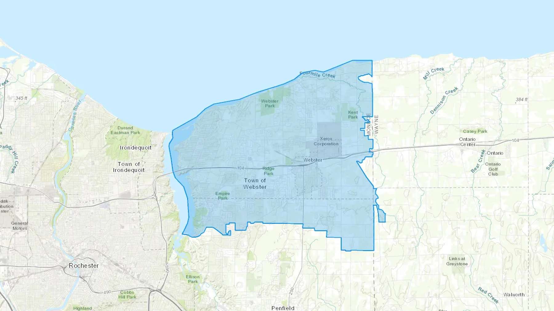 Webster, NY Cash heating Oil delivery map Map of the COD Fuel Oil delivery service area for Webster, NY